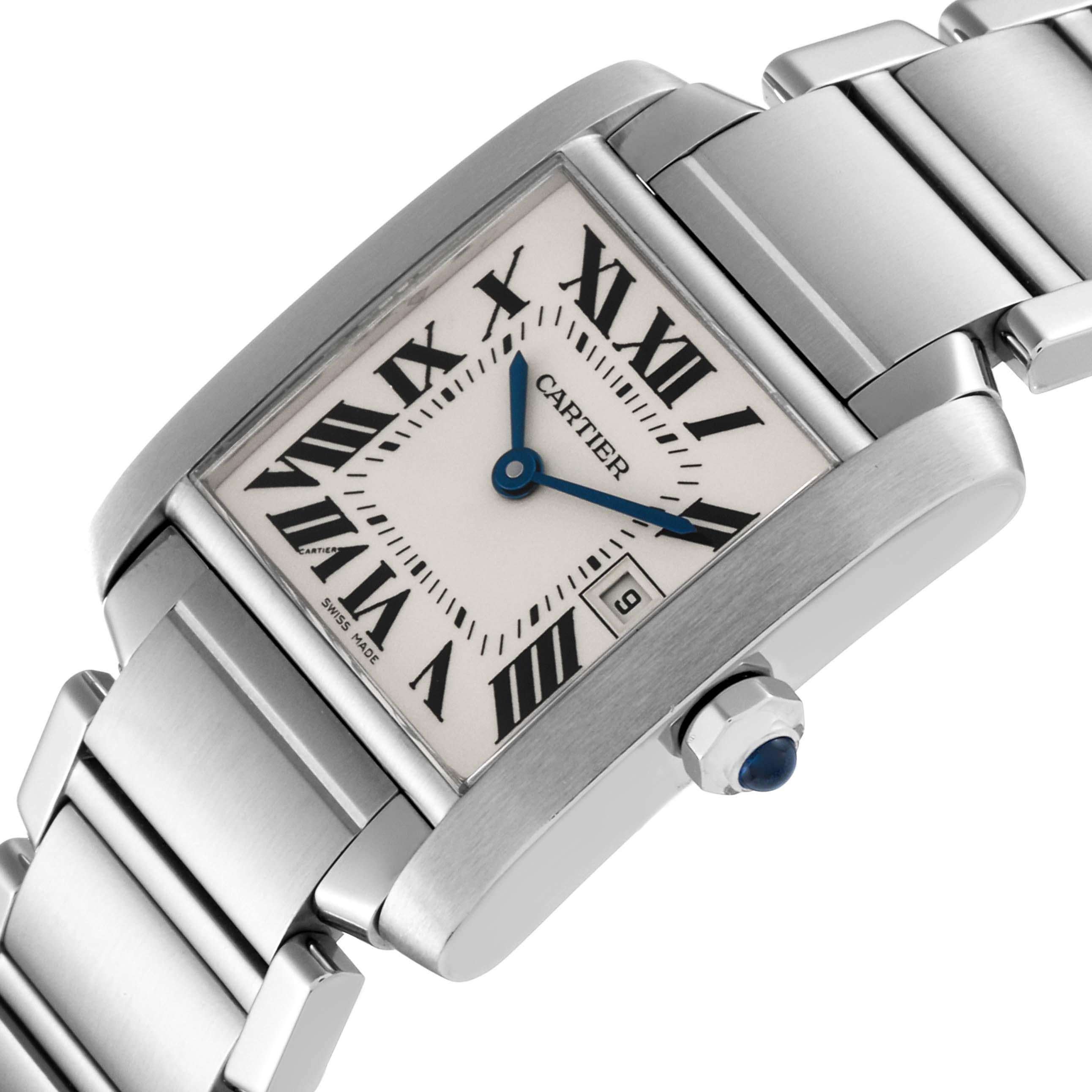 Cartier Tank Francaise Midsize Steel Ladies Watch W51011Q3 Box Papers For Sale 1