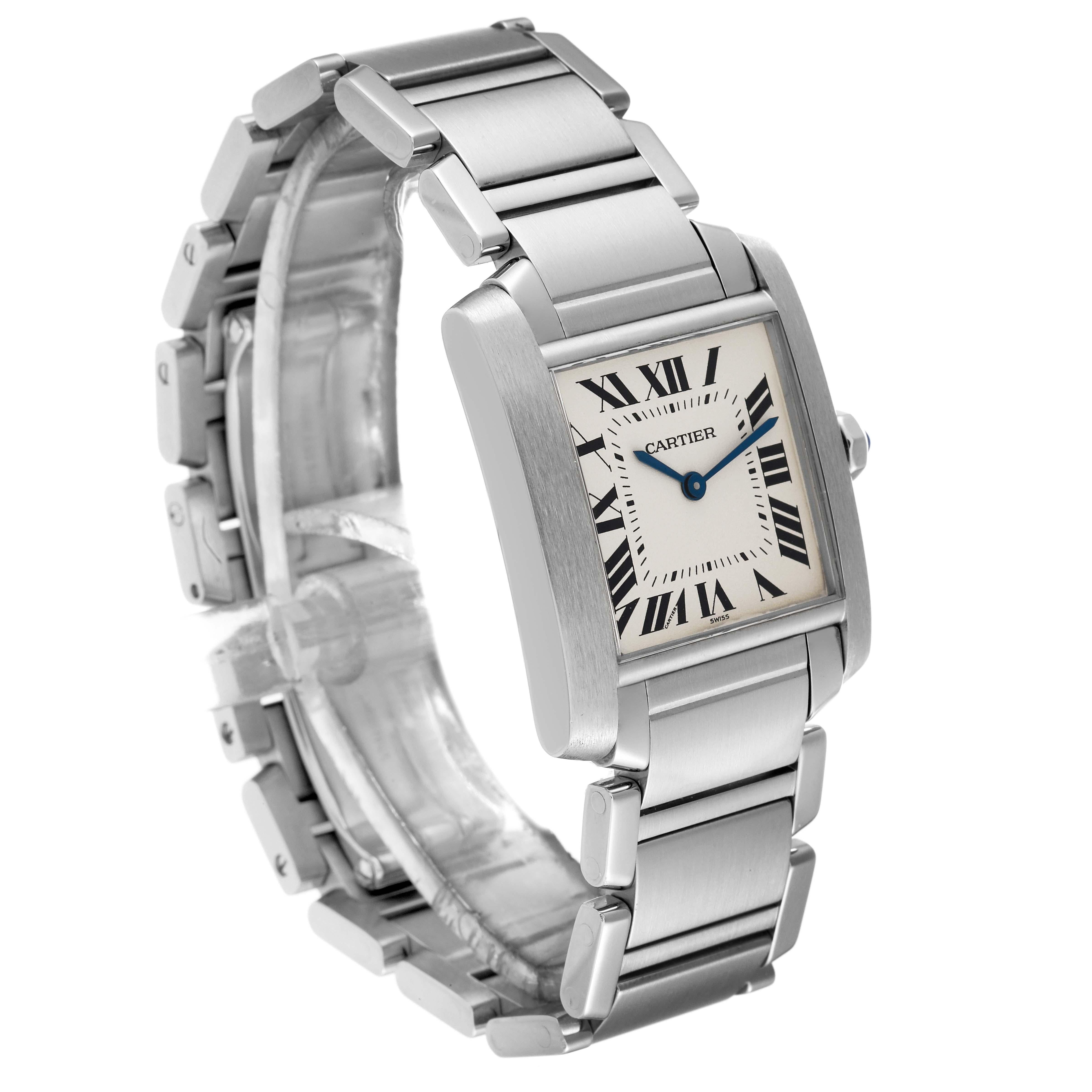 Cartier Tank Francaise Midsize Steel Ladies Watch WSTA0005 Box Papers In Excellent Condition In Atlanta, GA