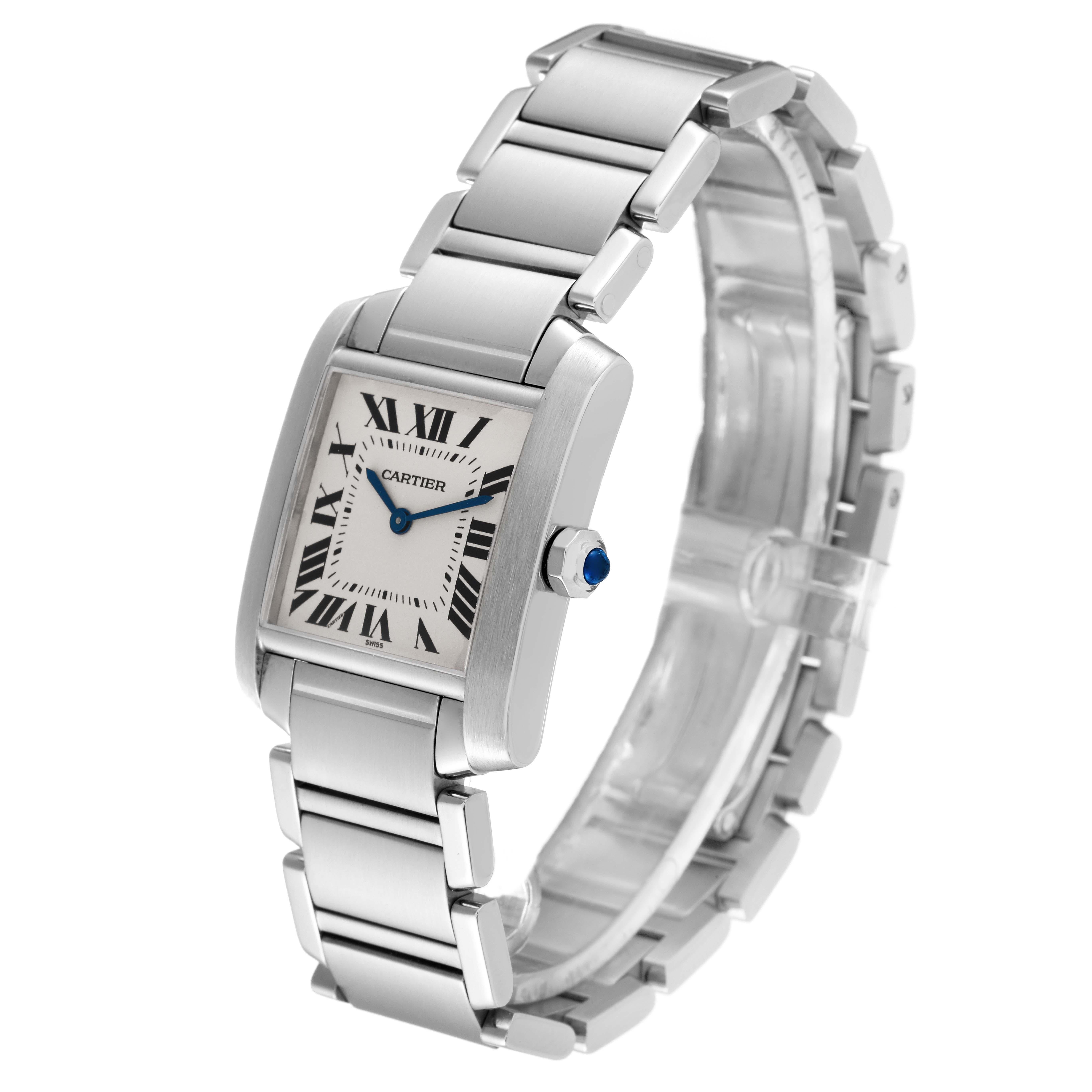 Cartier Tank Francaise Midsize Steel Ladies Watch WSTA0005 In Excellent Condition For Sale In Atlanta, GA