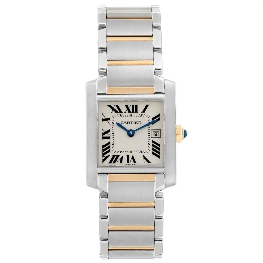 Cartier Tank Francaise Midsize Steel Yellow Gold Ladies Watch W51012Q4 In Good Condition In Atlanta, GA