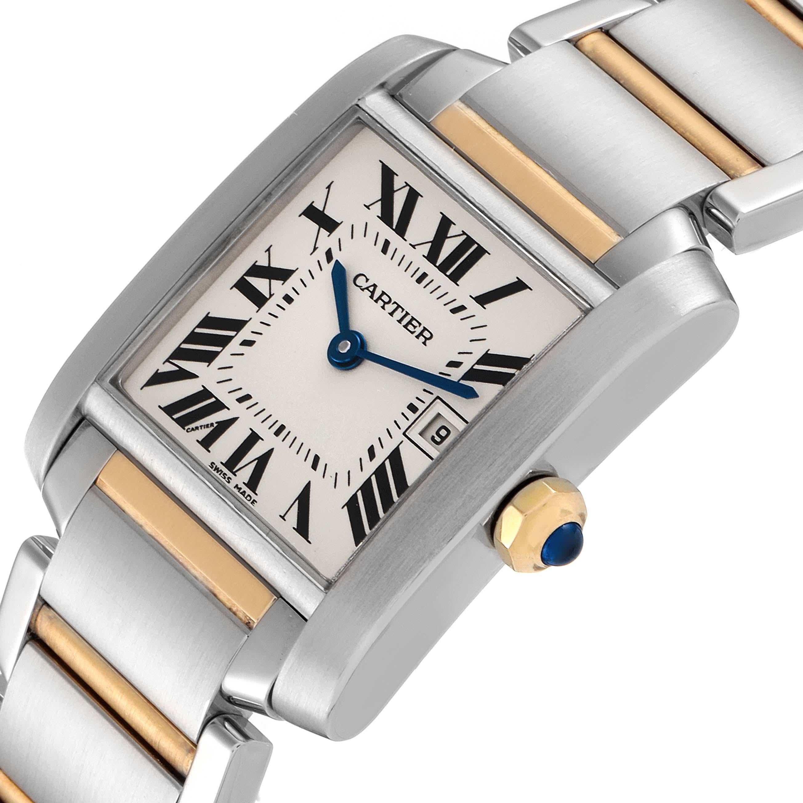 Cartier Tank Francaise Midsize Steel Yellow Gold Ladies Watch W51012Q4 In Excellent Condition For Sale In Atlanta, GA