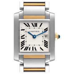 Cartier Tank Francaise Midsize Steel Yellow Gold Watch W51012Q4 Box Papers