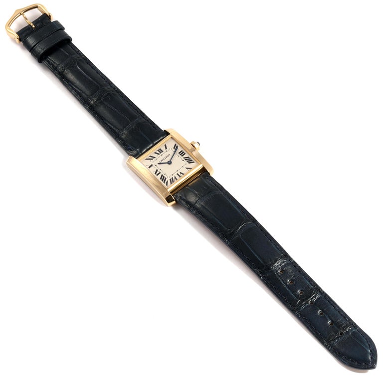 Cartier Tank Francaise Midsize Yellow Gold Black Strap Watch W5000356 ...