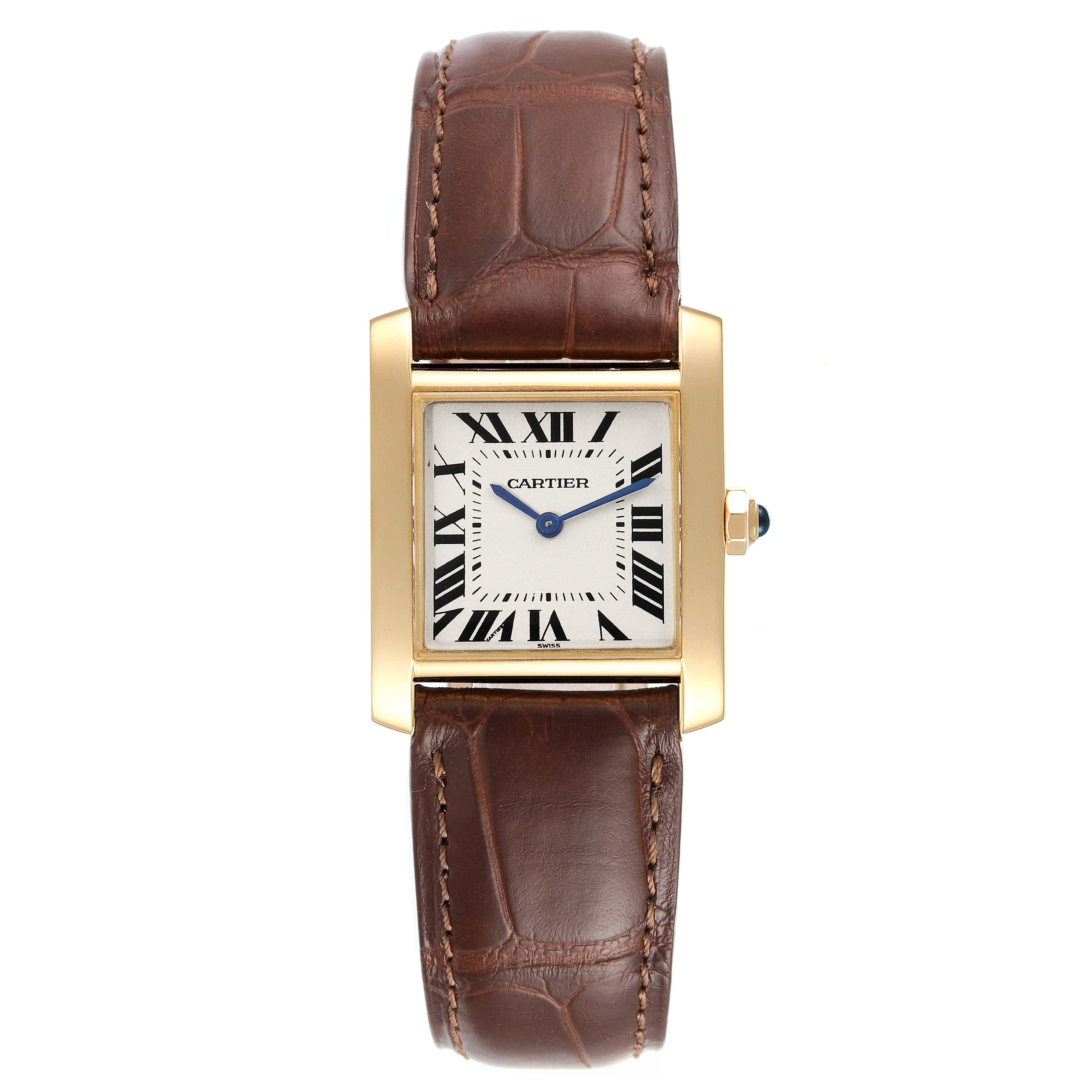 Cartier Tank Francaise Midsize Yellow Gold Ladies Watch W5000356 In Excellent Condition For Sale In Atlanta, GA