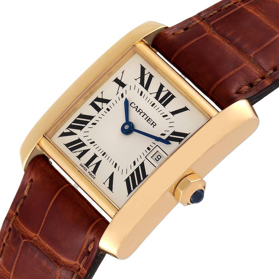 Cartier Tank Francaise Midsize Yellow Gold Ladies Watch W50014N2 Box Papers In Excellent Condition For Sale In Atlanta, GA