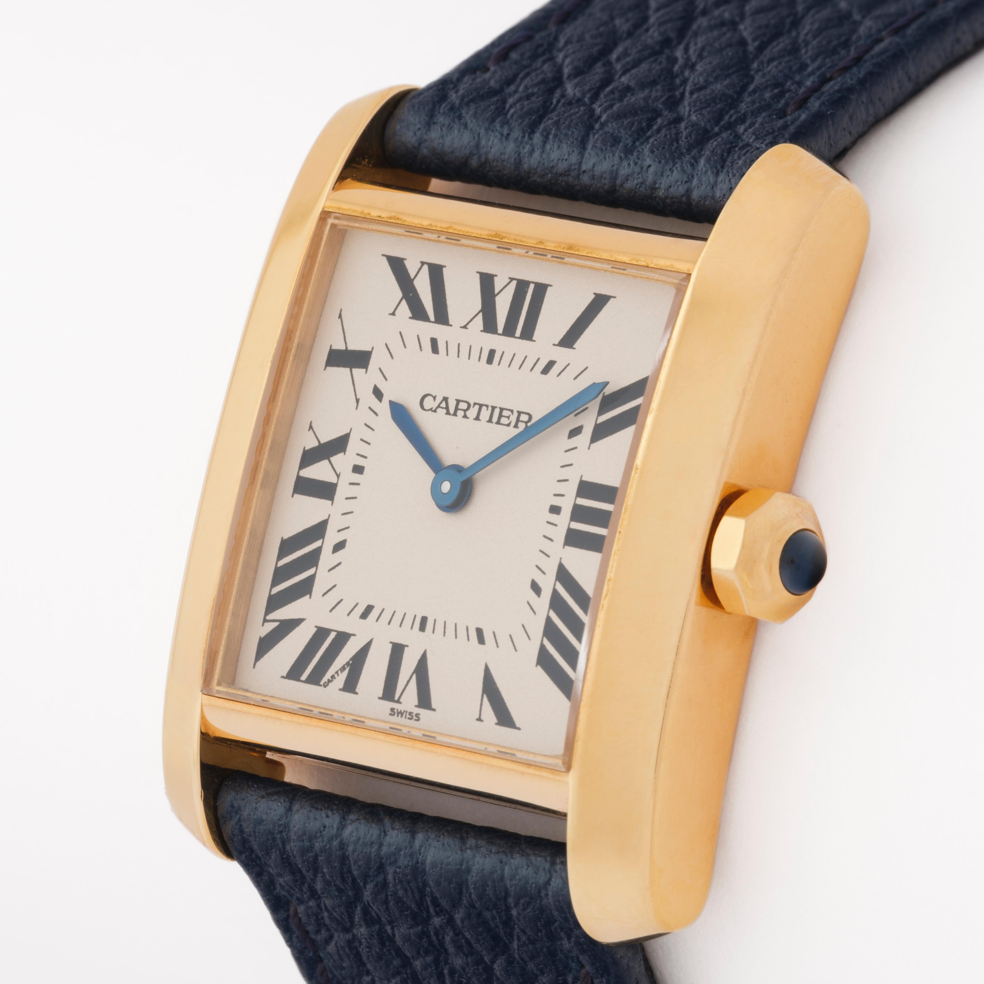 da uomo o donna Orologio Cartier Tank Française Modello 1821 in oro giallo 18 carati in vendita