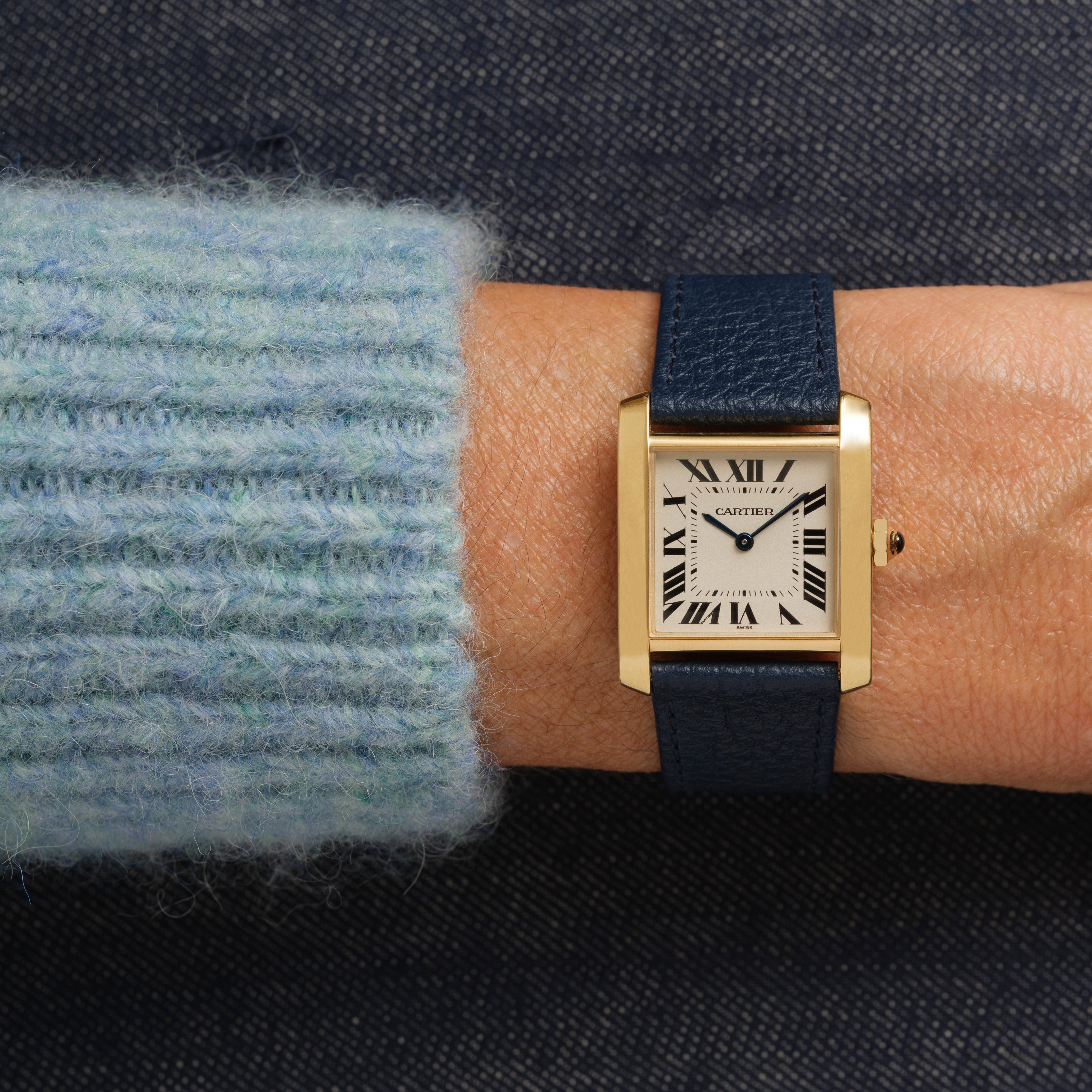 Orologio Cartier Tank Française Modello 1821 in oro giallo 18 carati in vendita 4