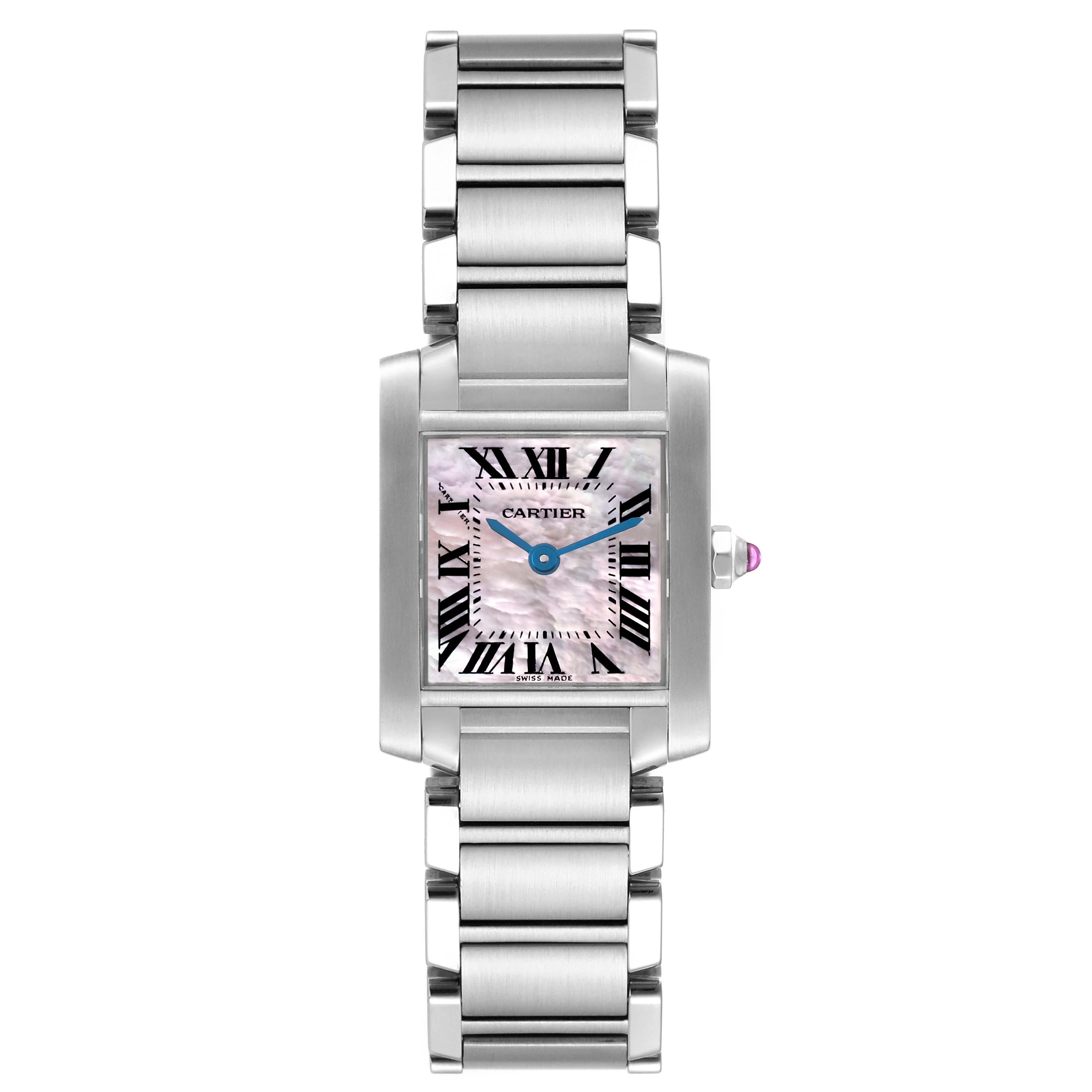 Women's Cartier Tank Francaise Mother Of Pearl Dial Steel Ladies Watch W51028Q3