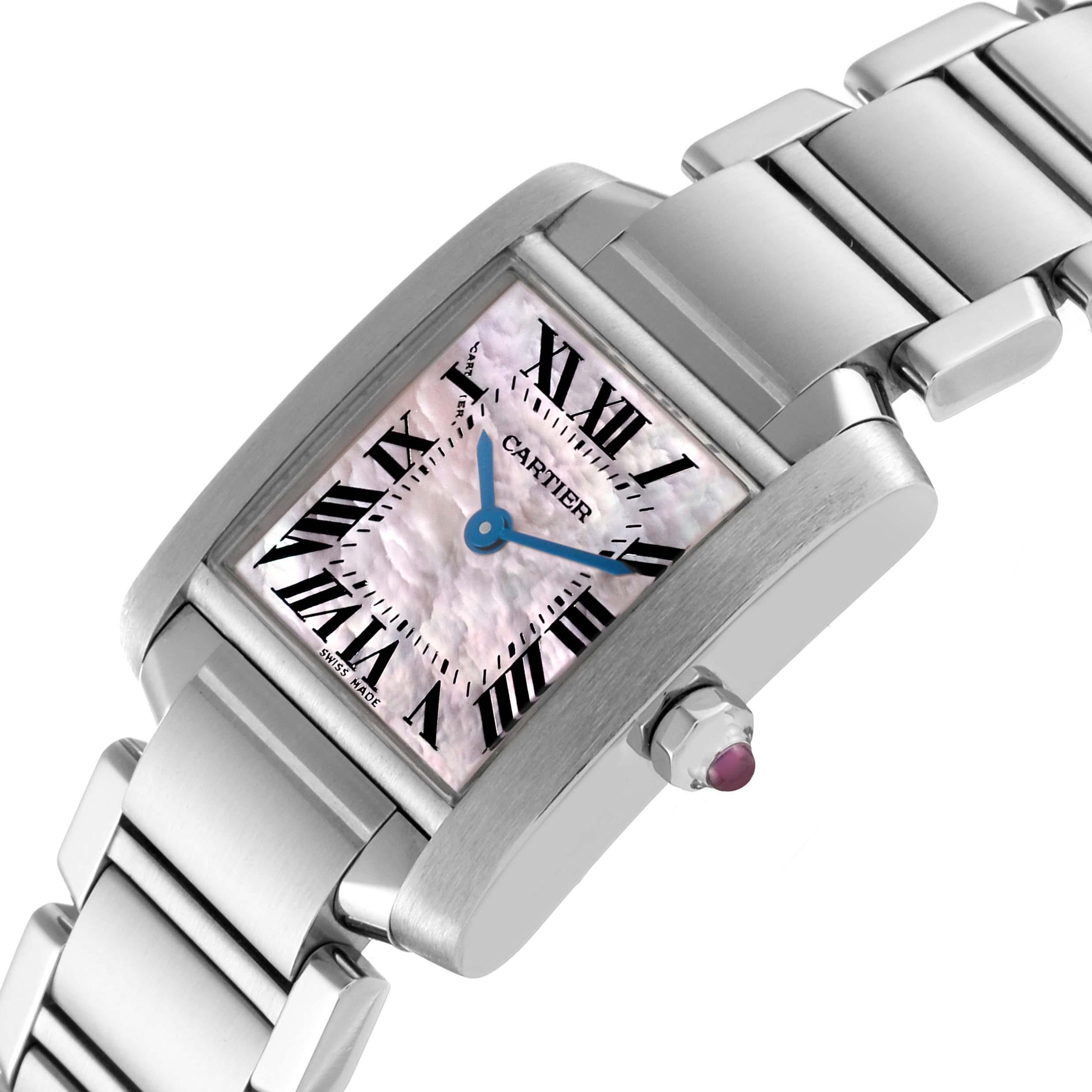 Cartier Tank Francaise Mother Of Pearl Dial Steel Ladies Watch W51028Q3 2