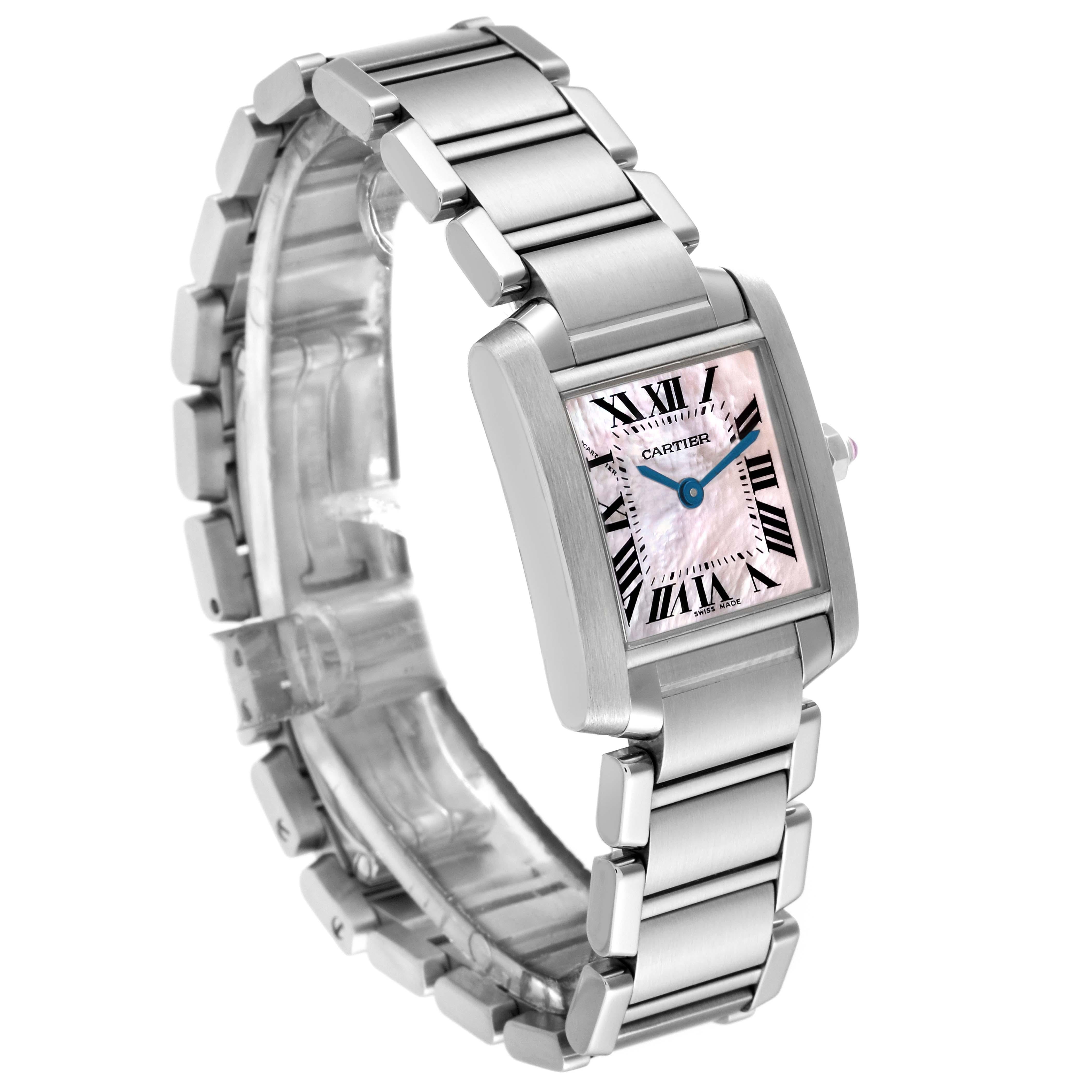 Cartier Tank Francaise Mother Of Pearl Dial Steel Ladies Watch W51028Q3 Papers In Excellent Condition In Atlanta, GA