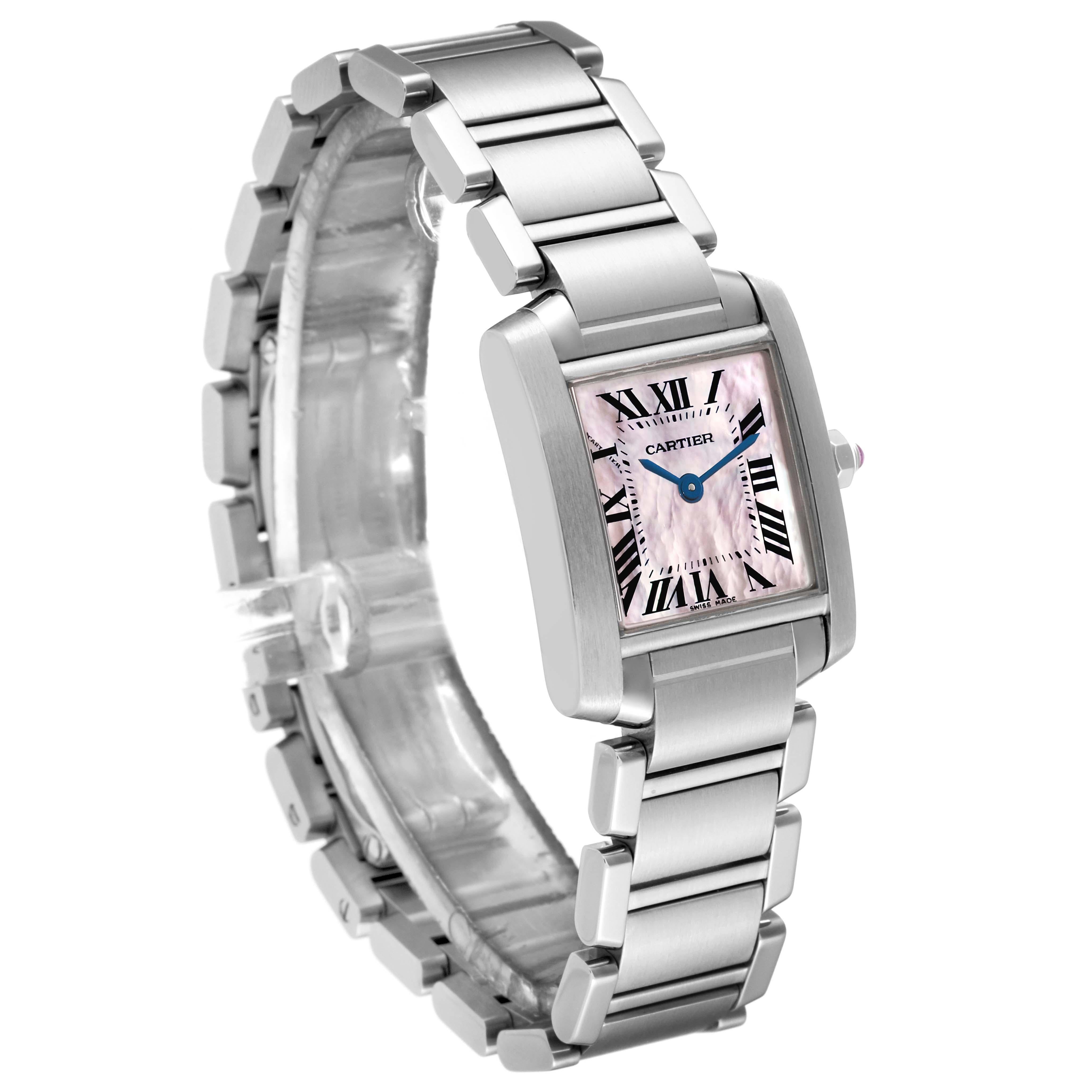 Women's Cartier Tank Francaise Mother Of Pearl Dial Steel Ladies Watch W51028Q3 Papers For Sale