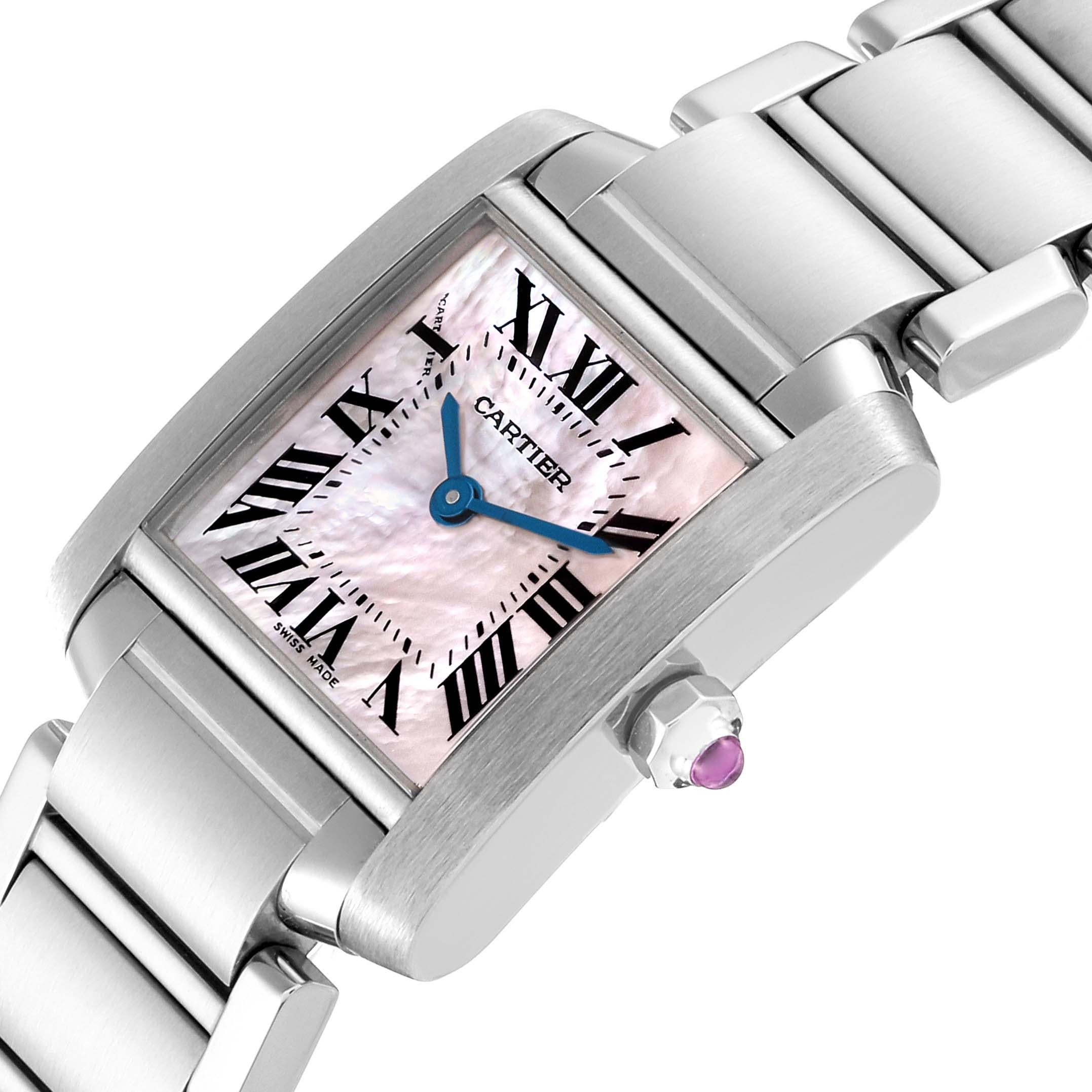 Cartier Tank Francaise Mother Of Pearl Dial Steel Ladies Watch W51028Q3 Papers 1