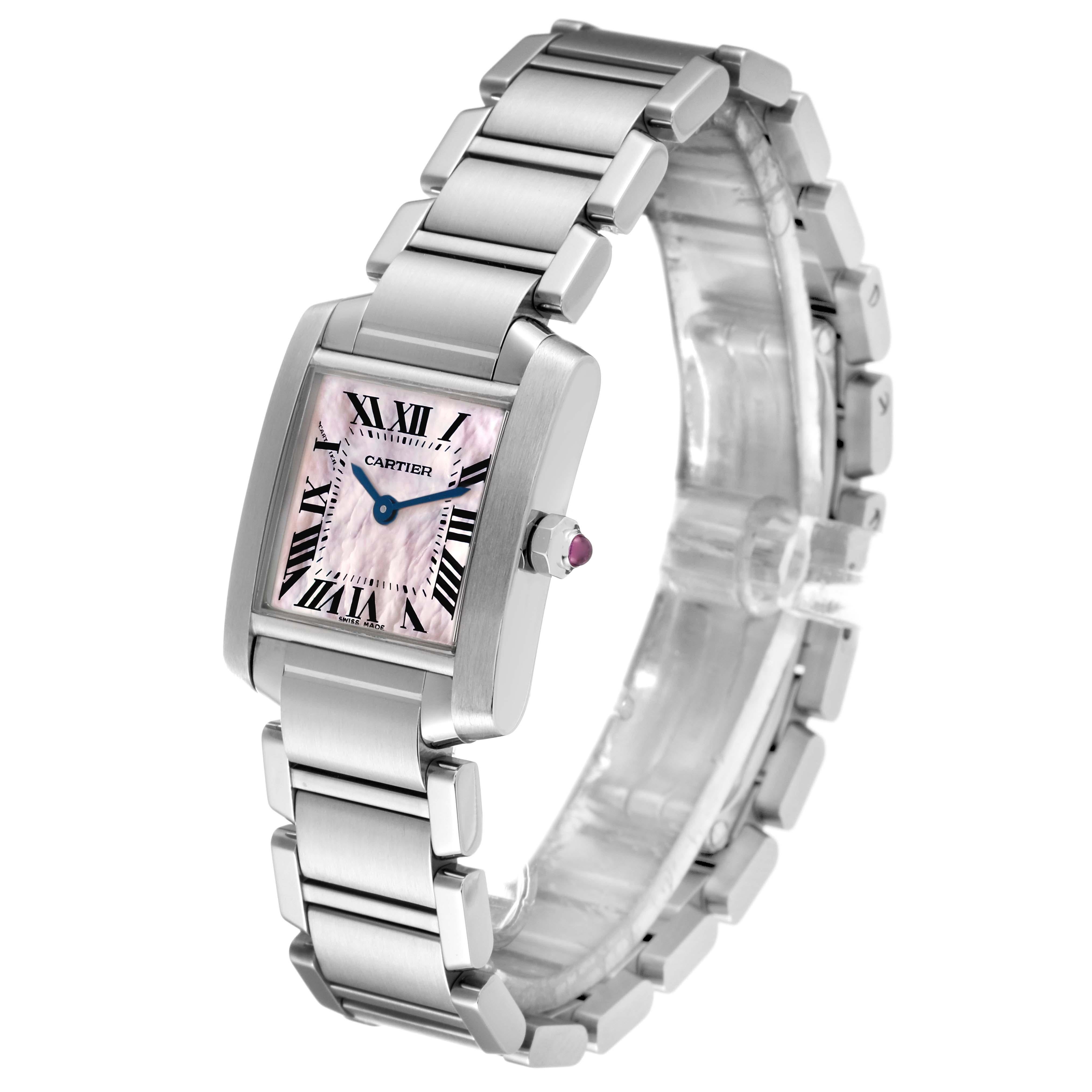 Cartier Tank Francaise Mother Of Pearl Dial Steel Ladies Watch W51028Q3 Papers For Sale 3
