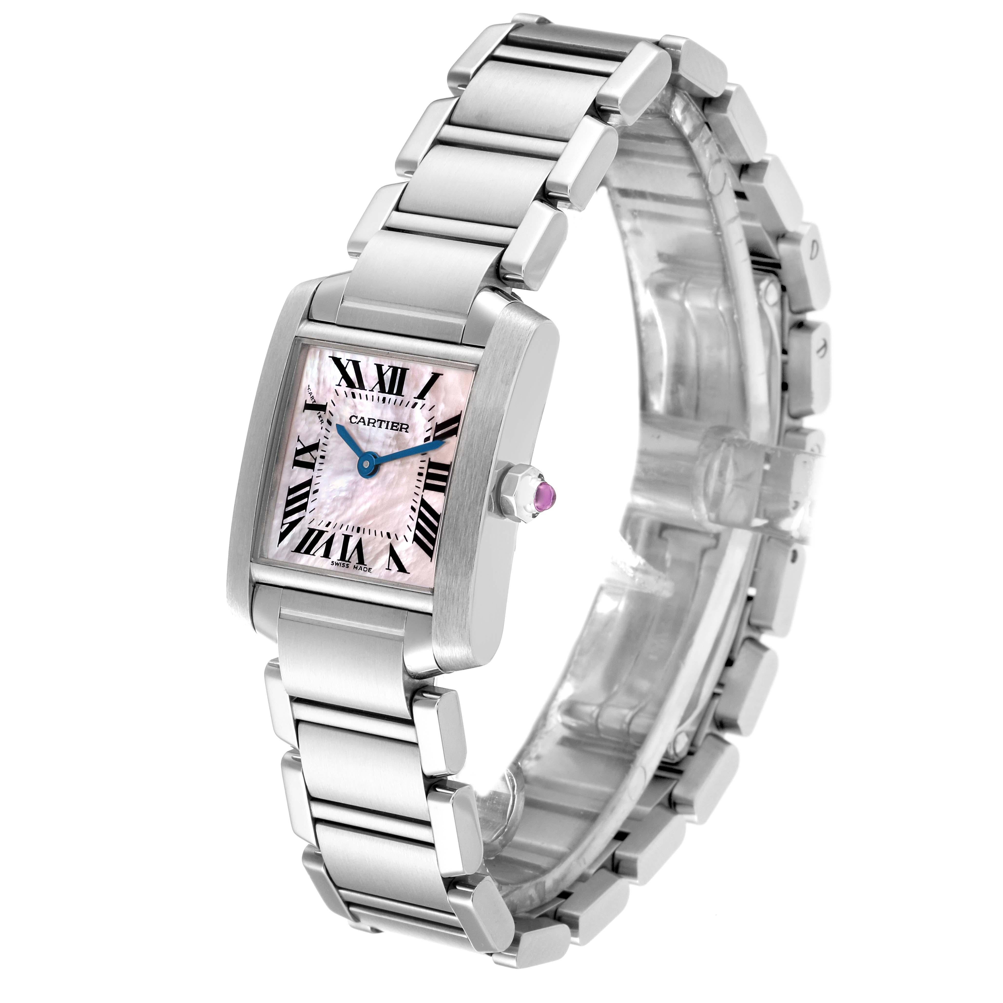 Cartier Tank Francaise Mother Of Pearl Dial Steel Ladies Watch W51028Q3 Papers 4