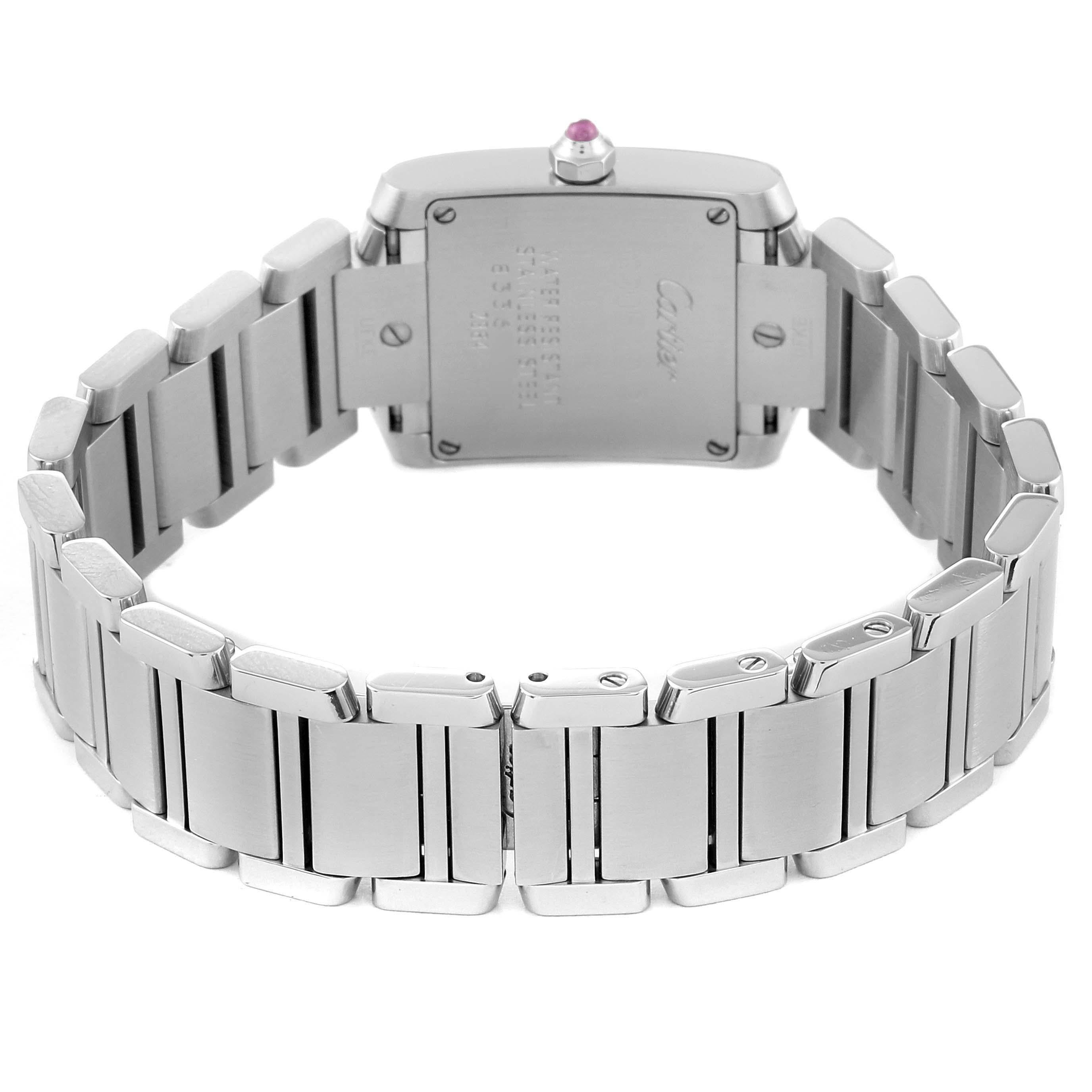 Cartier Tank Francaise Mother Of Pearl Dial Steel Ladies Watch W51028Q3 Papers For Sale 4