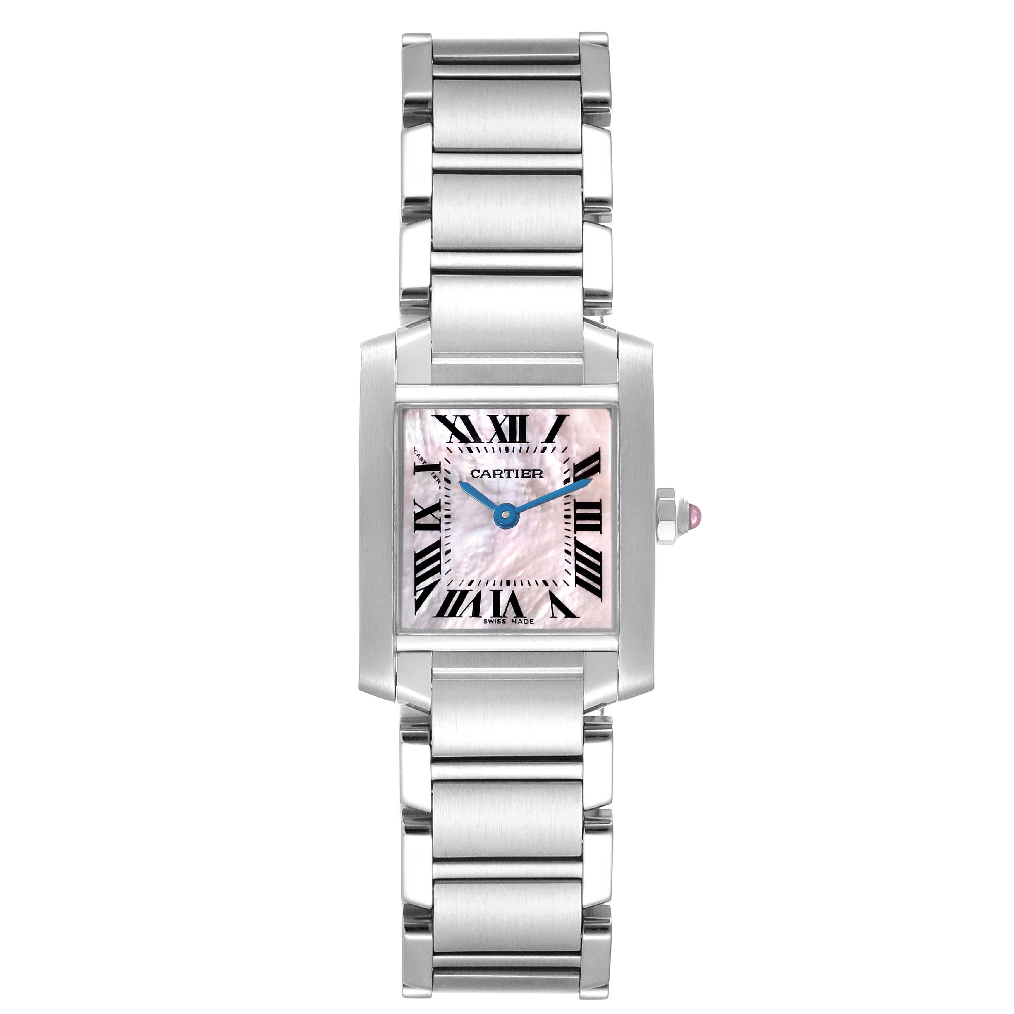 Cartier Tank Francaise Mother Of Pearl Dial Steel Ladies Watch W51028Q3 Papers 5
