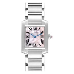 Cartier Tank Francaise Mother Of Pearl Dial Steel Ladies Watch W51028Q3 Papers