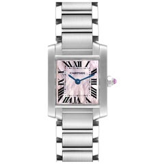 Cartier Tank Francaise Mother Of Pearl Dial Steel Ladies Watch W51028Q3 Papers