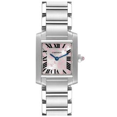 Cartier: LE Damenuhr W51031Q3, Tank Francaise Rosa, Doppel-C-Dekor