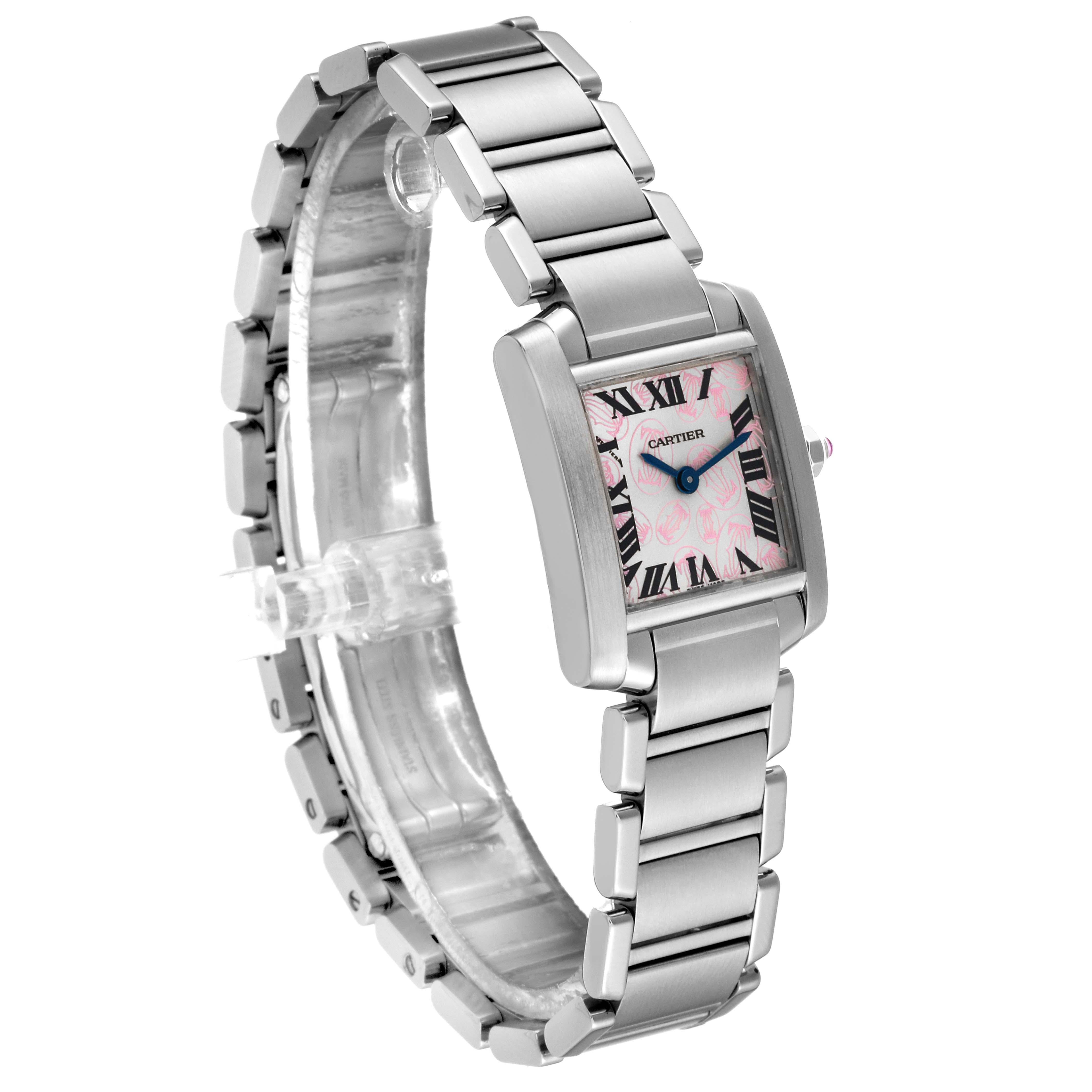 Cartier Tank Francaise Pink Double C Decor Limited Edition Steel Ladies Watch For Sale 1