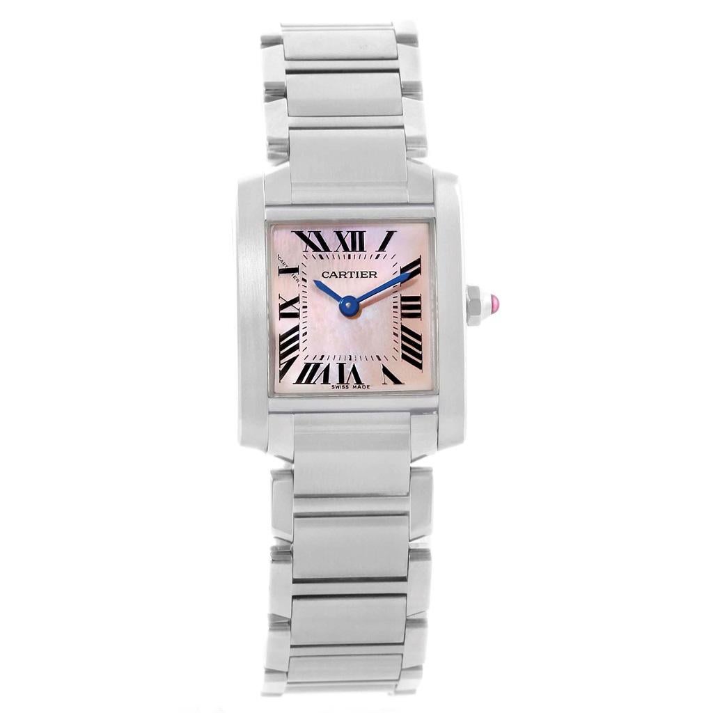 Cartier Tank Francaise Pink MOP Dial Steel Ladies Watch W51028Q3 2