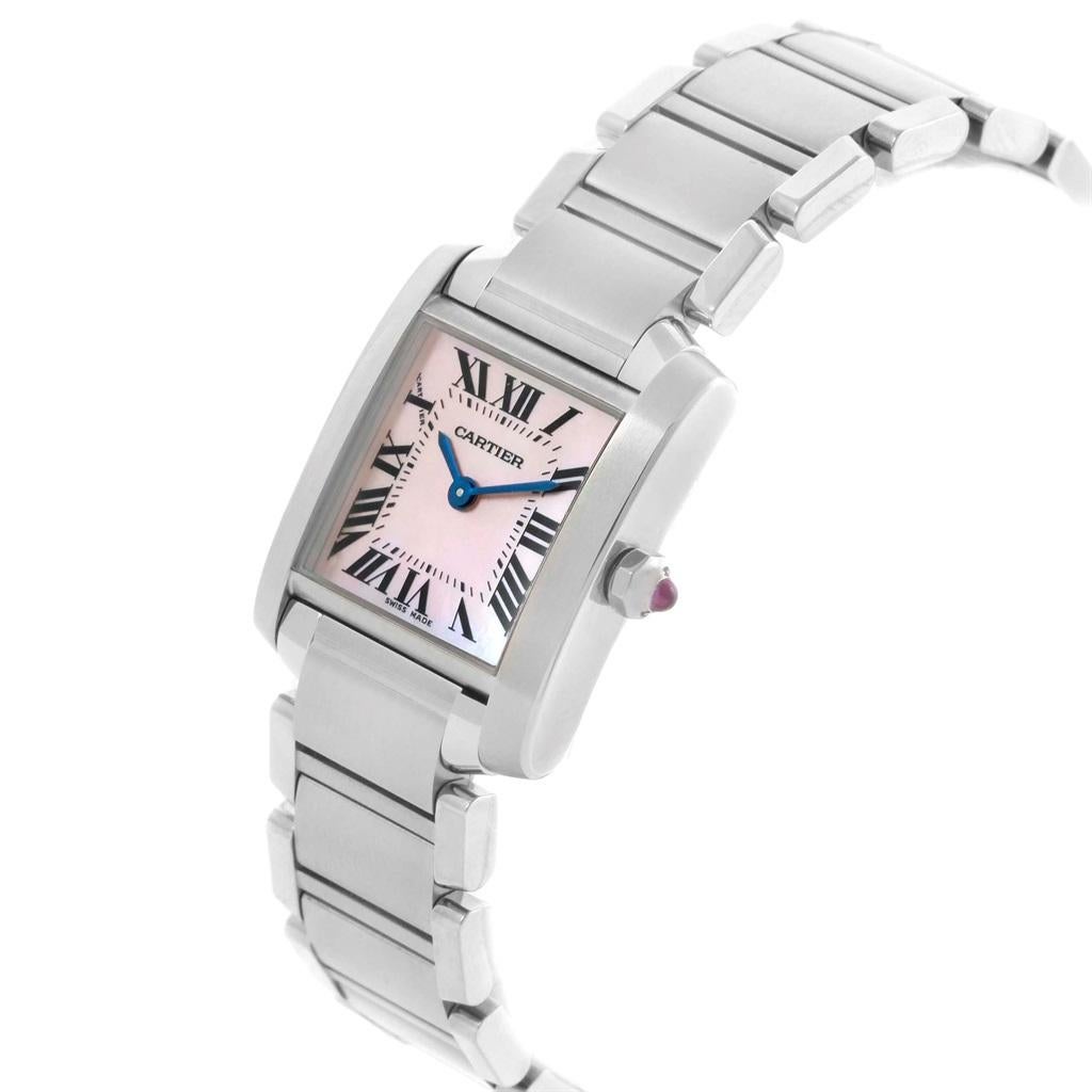 Cartier Tank Francaise Pink MOP Dial Steel Ladies Watch W51028Q3 4