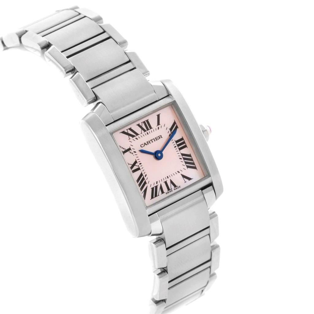 Cartier Tank Francaise Pink MOP Dial Steel Ladies Watch W51028Q3 5