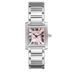 Cartier Tank Francaise Pink MOP Steel Ladies Watch W51028Q3 Box Papers