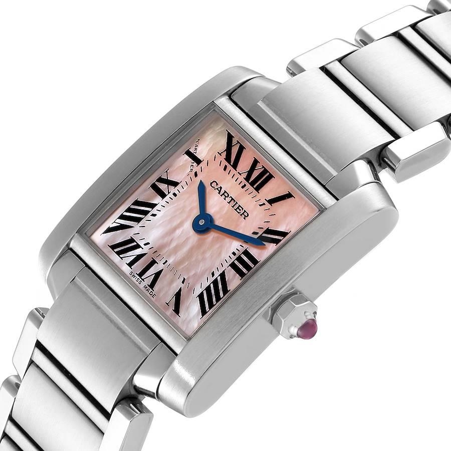 Women's Cartier Tank Francaise Pink MOP Steel Ladies Watch W51028Q3 Box Papers For Sale