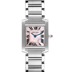 Cartier Tank Francaise Pink MOP Steel Ladies Watch W51028Q3