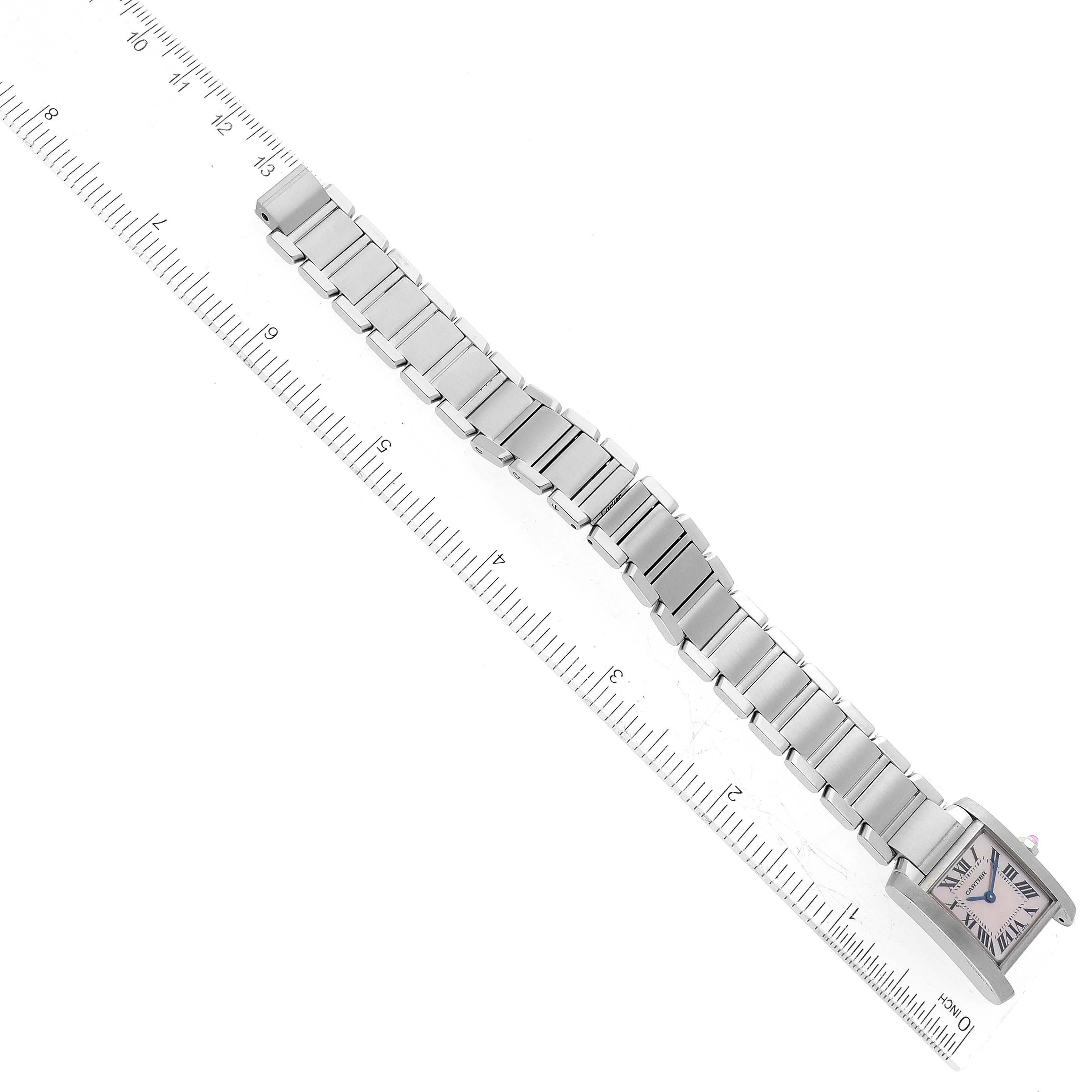 Cartier: Stahl-Damenuhr W51028Q3, Tank Francaise, rosa Perlmutt-Zifferblatt 5