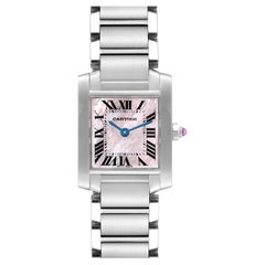 Cartier Tank Francaise Pink Mother of Pearl Dial Steel Ladies Watch W51028Q3