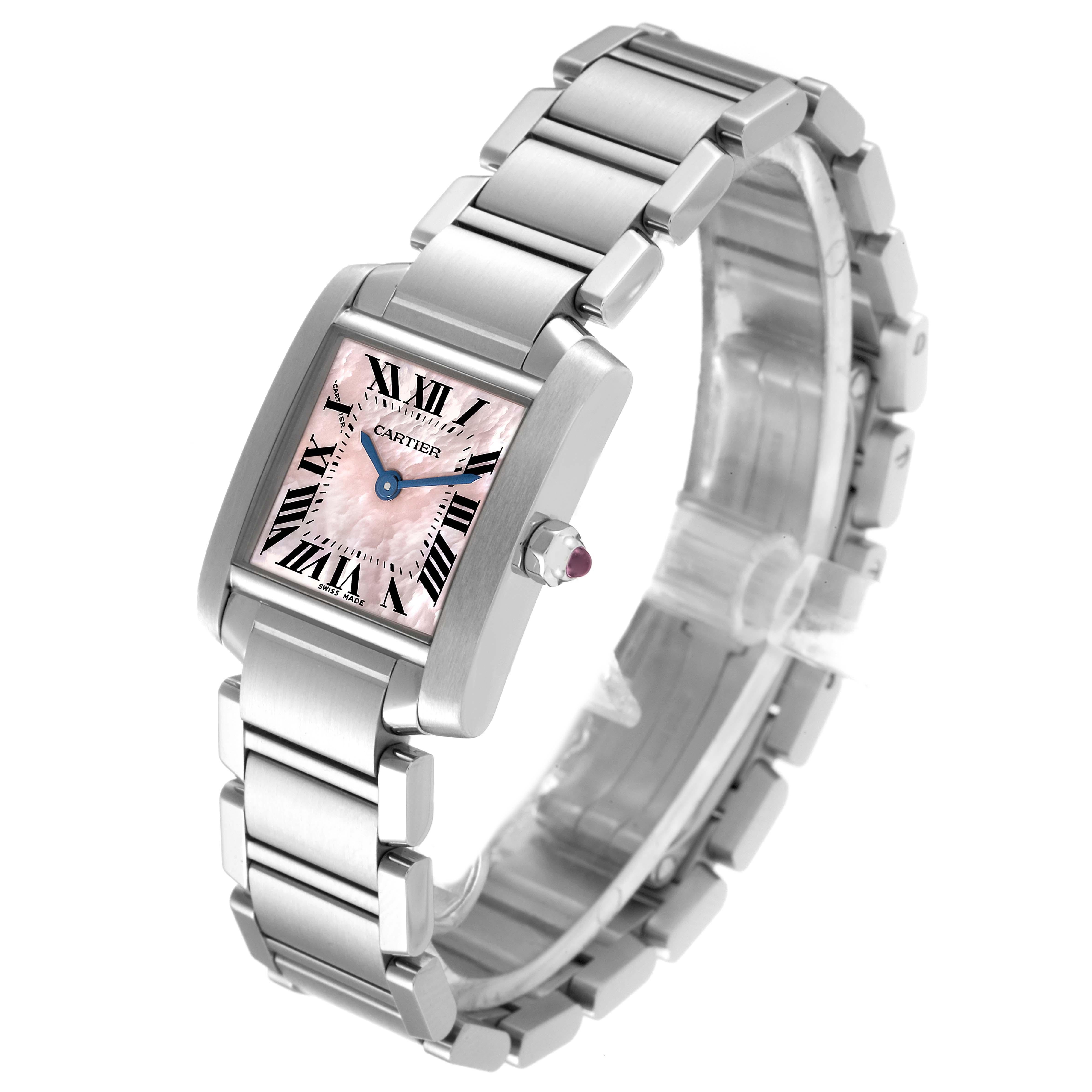 Cartier: Stahl-Damenuhr W51028Q3, Tank Francaise Rosa Perlmutt 1