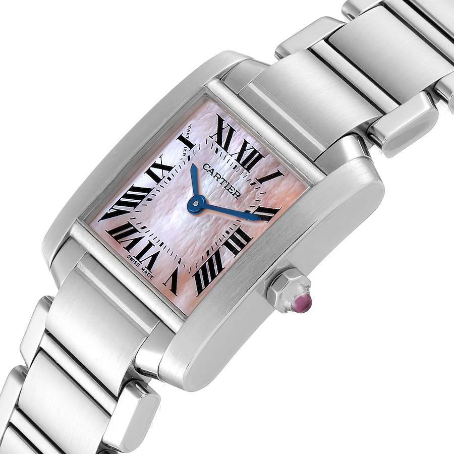 Women's Cartier Tank Francaise Pink Mother of Pearl Steel Ladies Watch W51028Q3