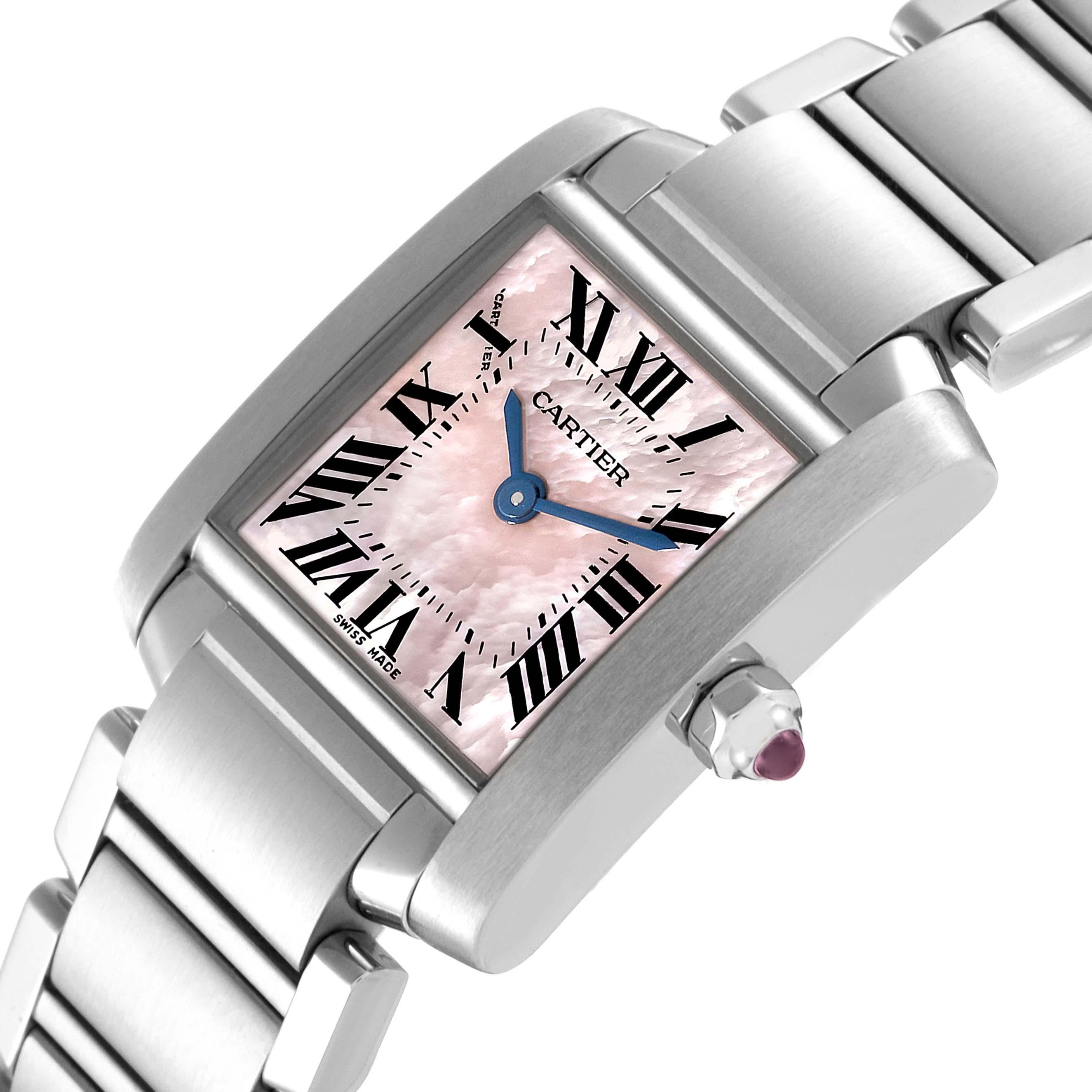 Cartier: Stahl-Damenuhr W51028Q3, Tank Francaise Rosa Perlmutt 2
