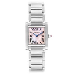 Cartier Tank Francaise Pink Mother of Pearl Steel Ladies Watch W51028Q3