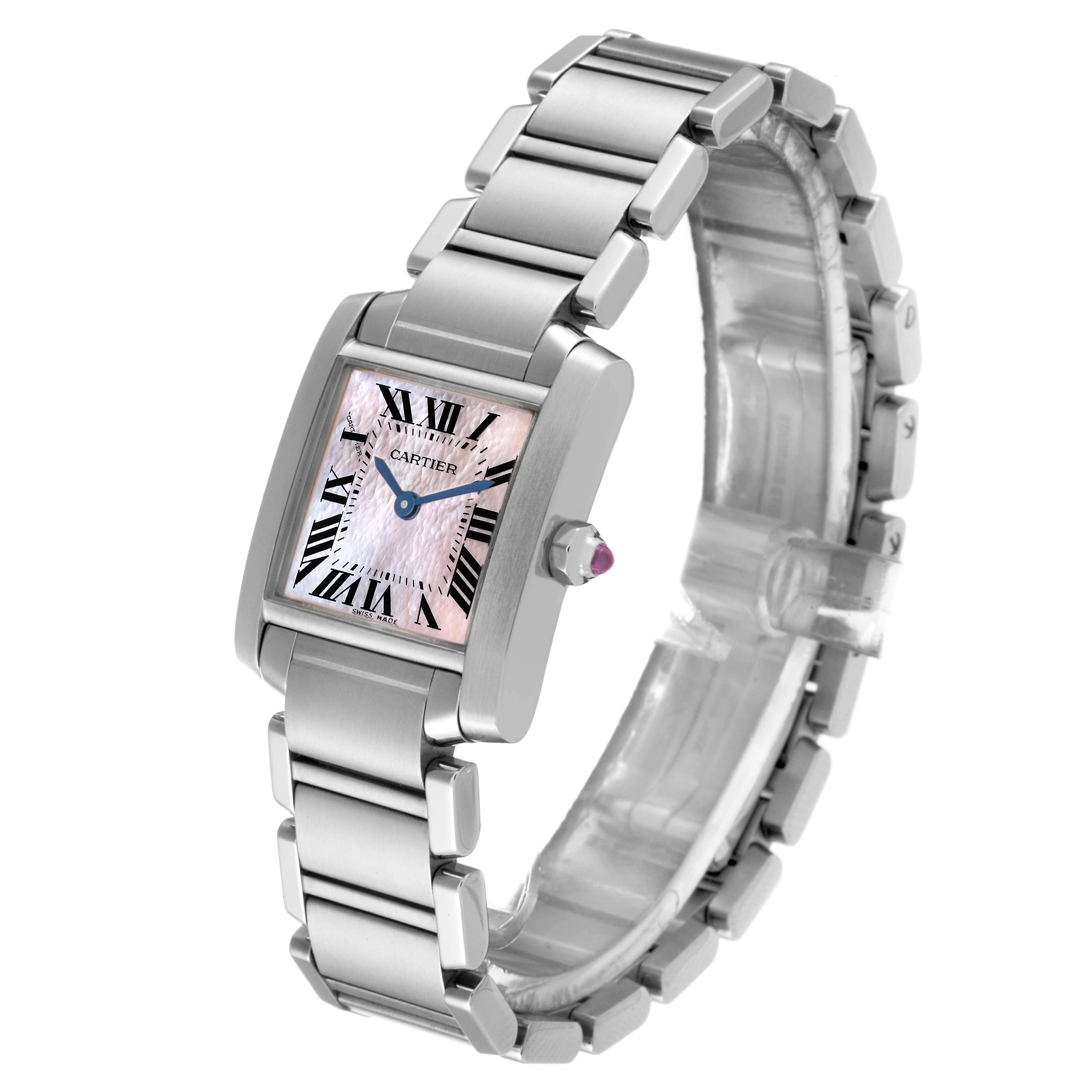 Women's Cartier Tank Francaise Pink Mother of Pearl Steel Ladies Watch W51028Q3 Papers