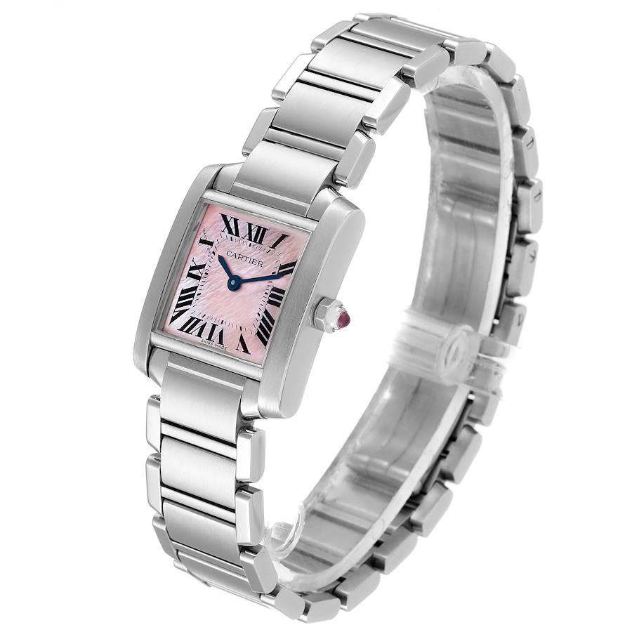 Women's Cartier Tank Francaise Pink Mother of Pearl Steel Watch W51028Q3 Box Papers