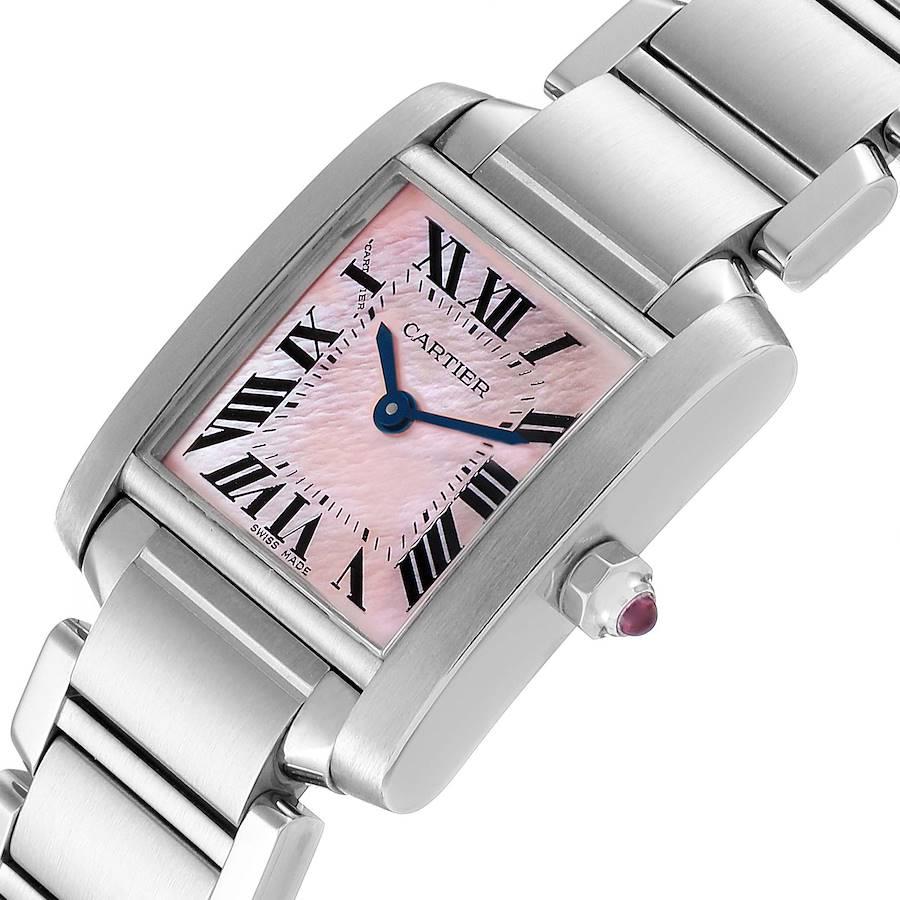 Cartier Tank Francaise Pink Mother of Pearl Steel Watch W51028Q3 Box Papers 1
