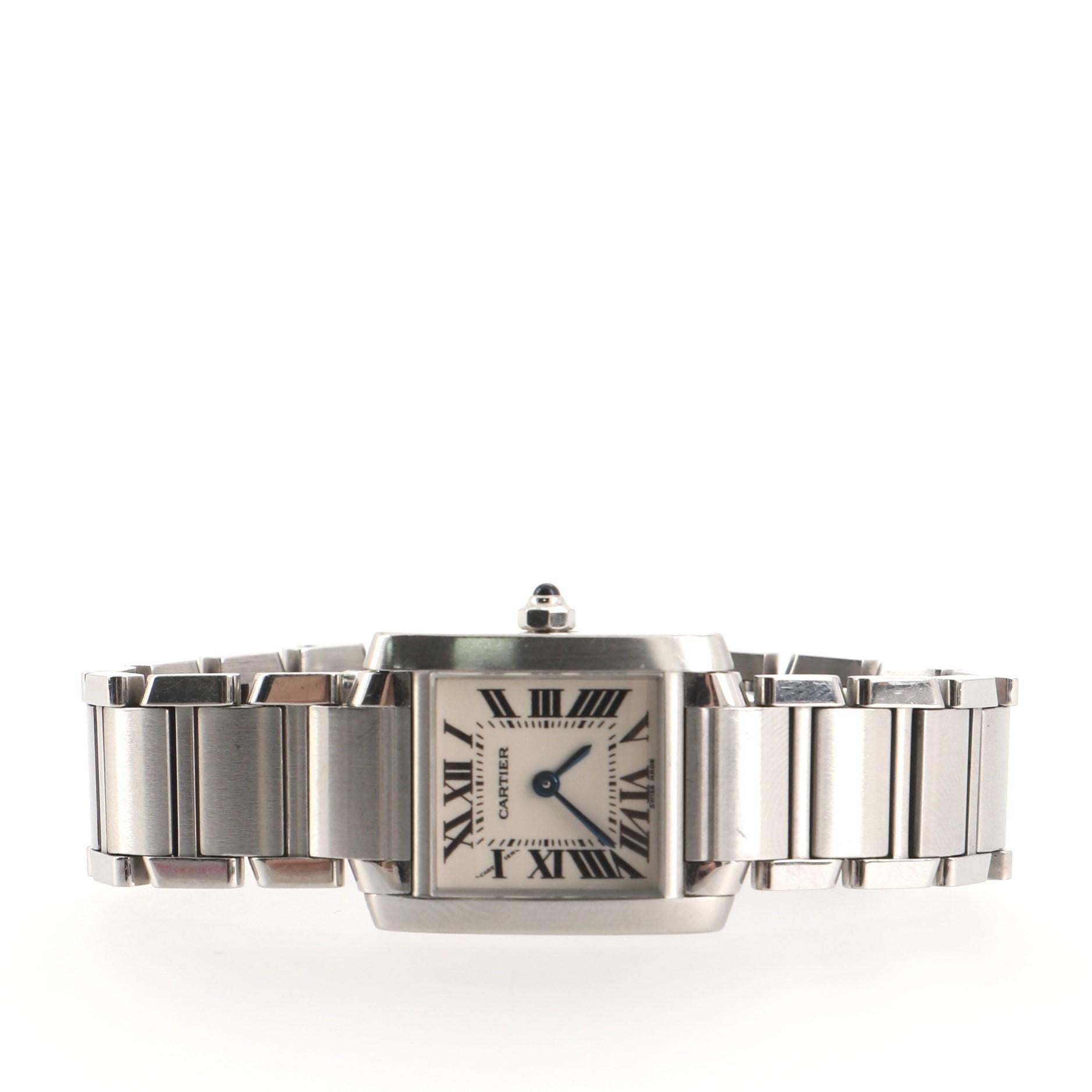 Cartier Tank Francaise Quartz Watch Stainless Steel 20 In Good Condition In New York, NY