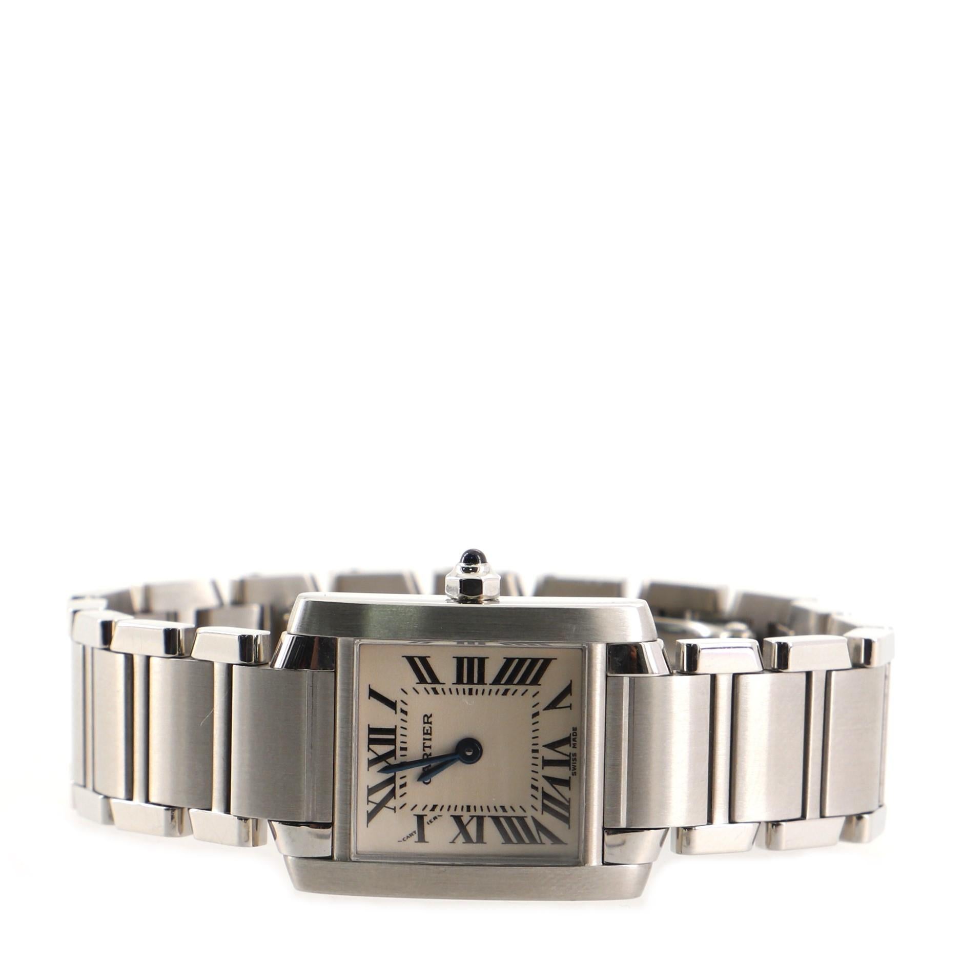 Cartier Tank Francaise Quartz Watch Stainless Steel 20 In Good Condition In New York, NY