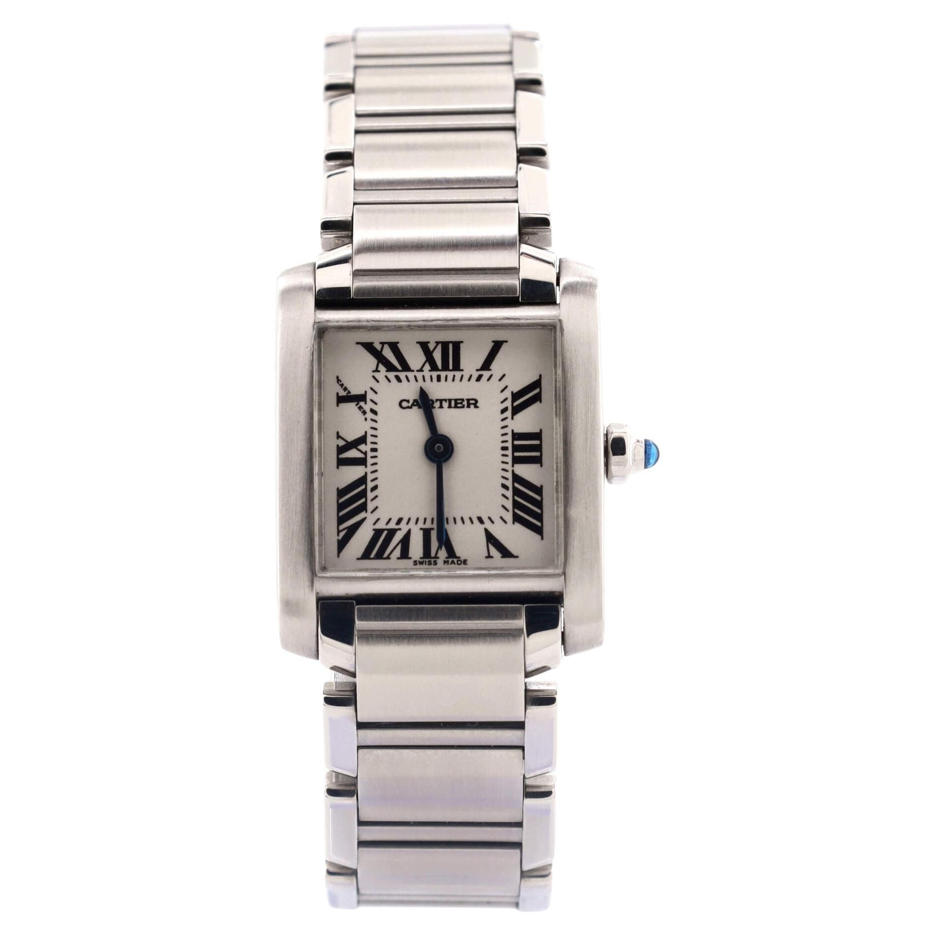 Cartier Tank Francaise 2465 VS Diamond Bezel Ladies Quartz Watch For