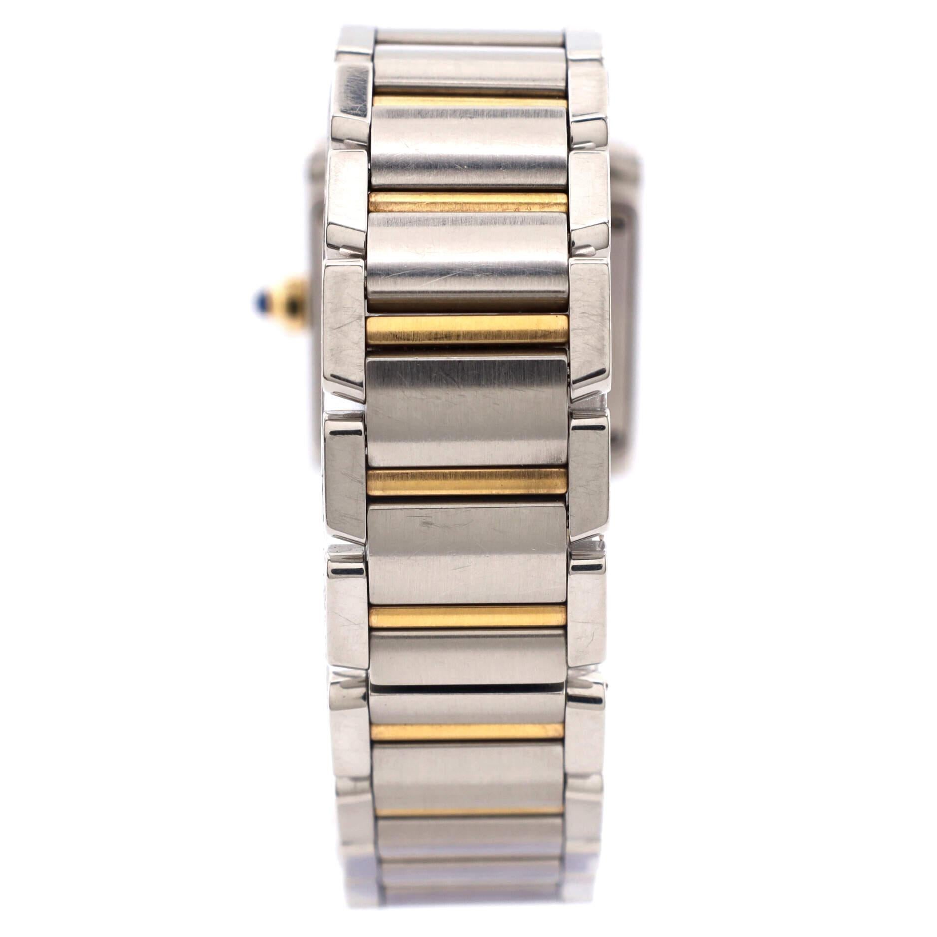 Cartier Tank Francaise Quartz Watch Stainless Steel and Yellow Gold In Good Condition In New York, NY