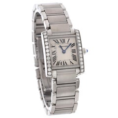 Cartier Tank Francaise Quartz Watch Stainless Steel with Diamond Bezel 20