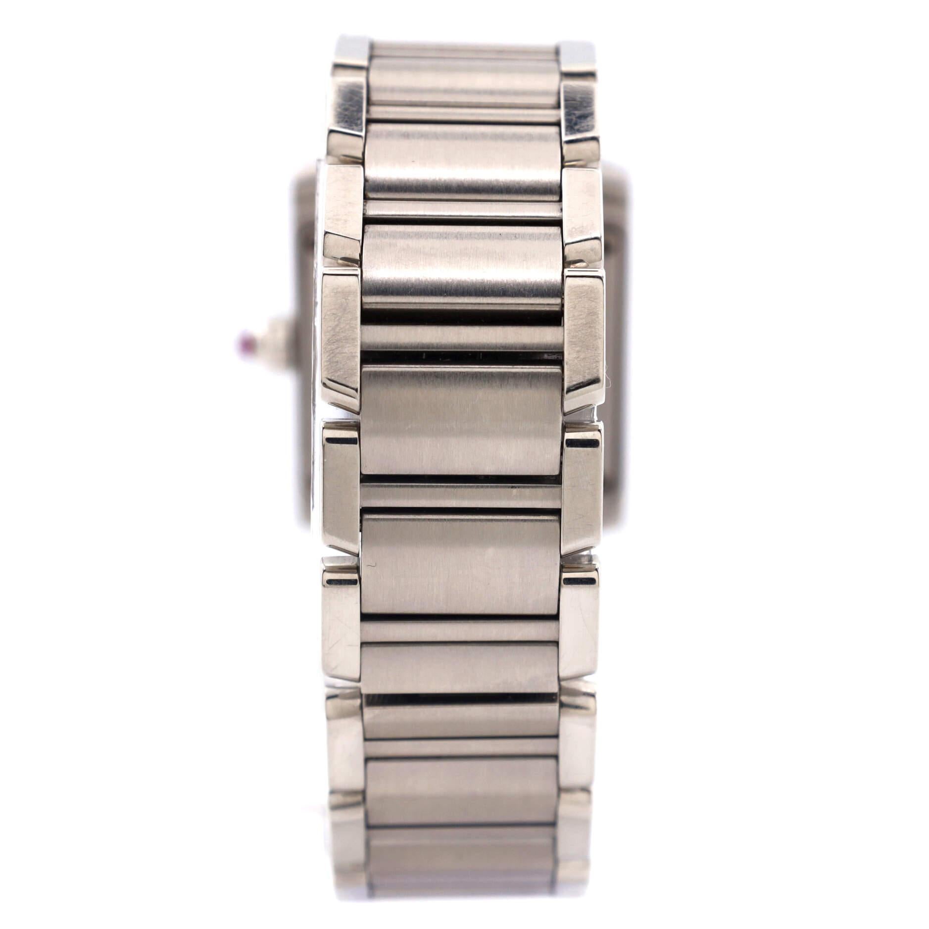 Women's or Men's Cartier Tank Francaise Quartz Watch Stainless Steel with Mother of Pearl