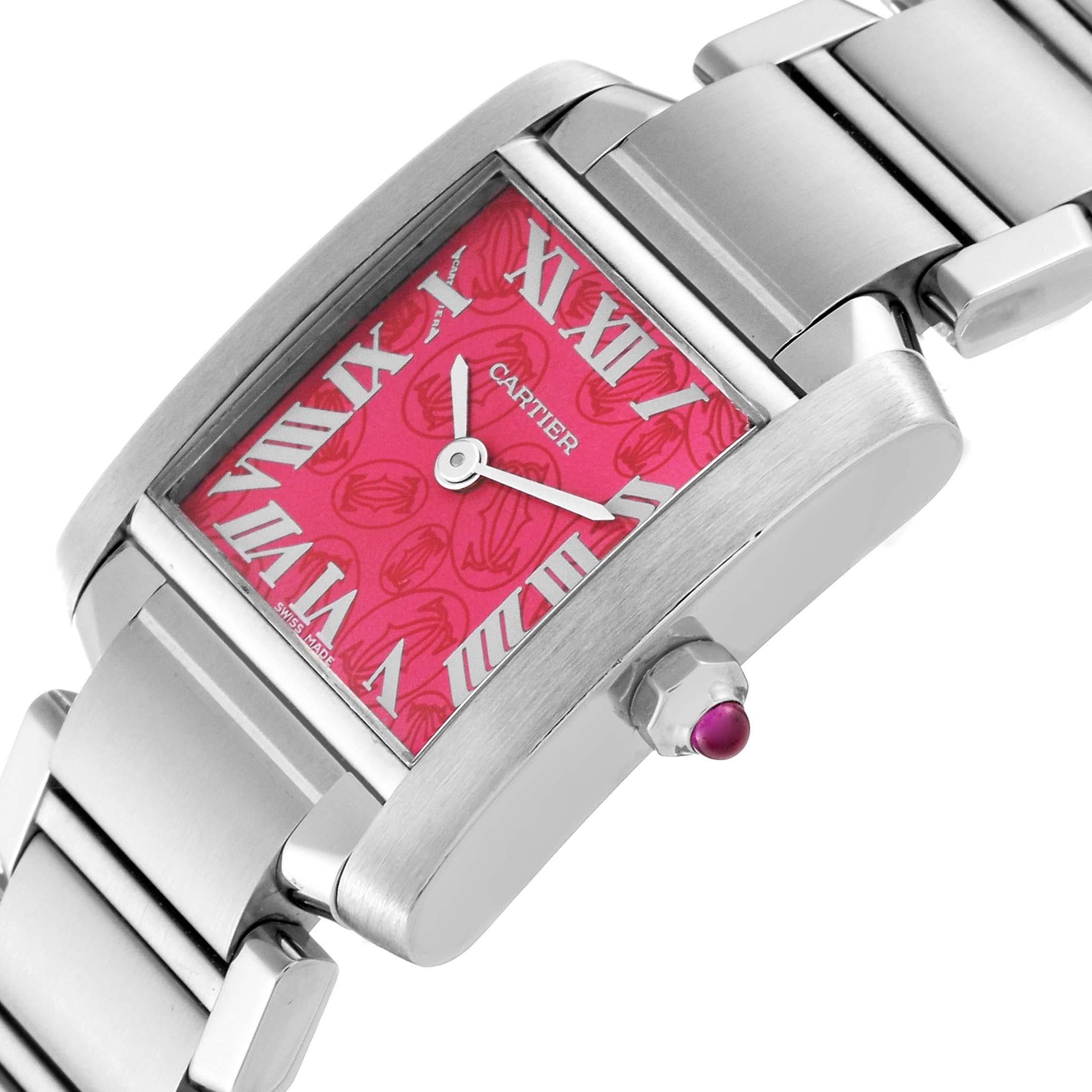 Women's Cartier Tank Francaise Raspberry Dial LE Steel Ladies Watch W51030Q3 For Sale