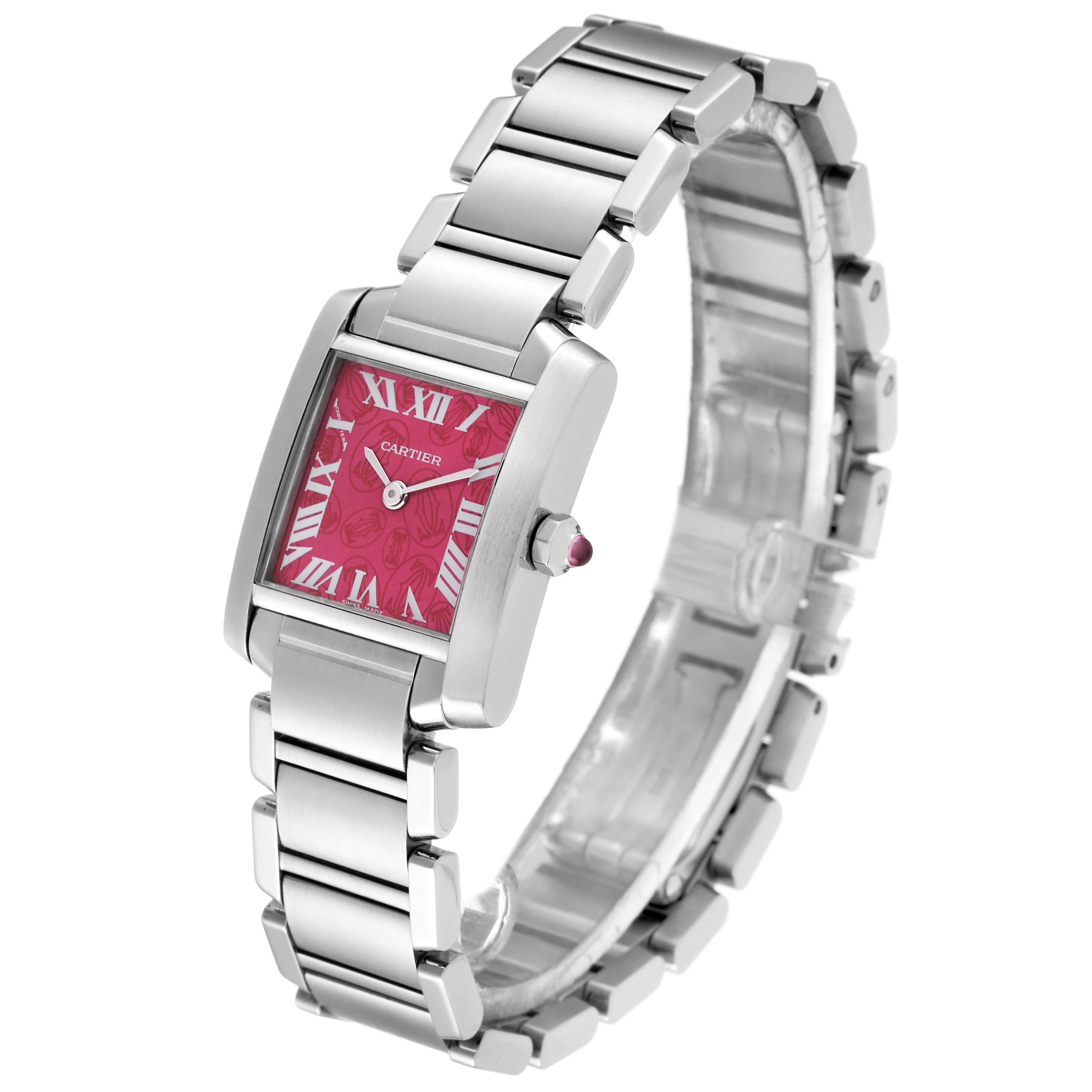 Cartier Tank Francaise Raspberry Dial Limited Edition Ladies Watch W51030Q3 In Excellent Condition In Atlanta, GA