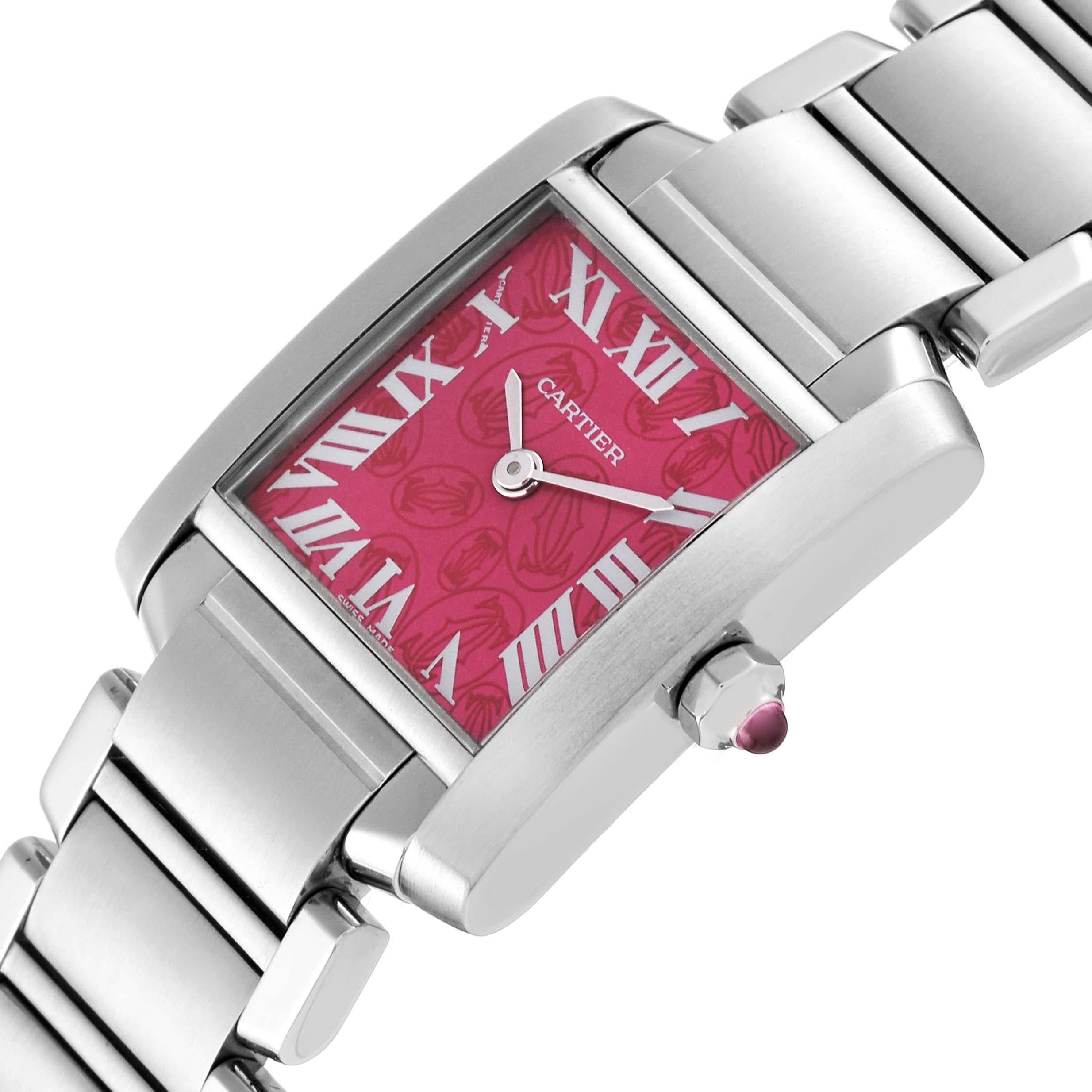Women's Cartier Tank Francaise Raspberry Dial Limited Edition Ladies Watch W51030Q3
