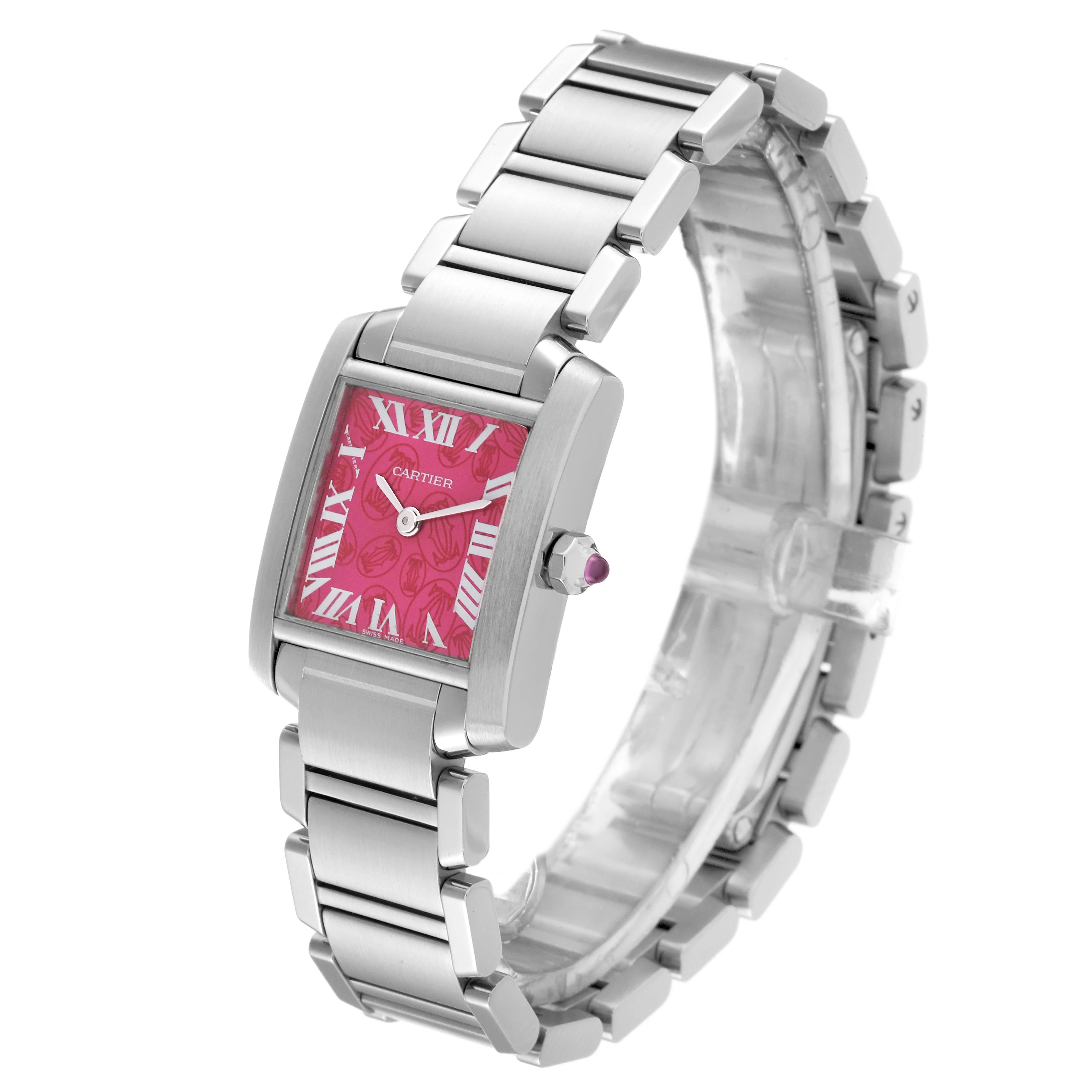Women's Cartier Tank Francaise Raspberry Dial Limited Edition Steel Ladies Watch