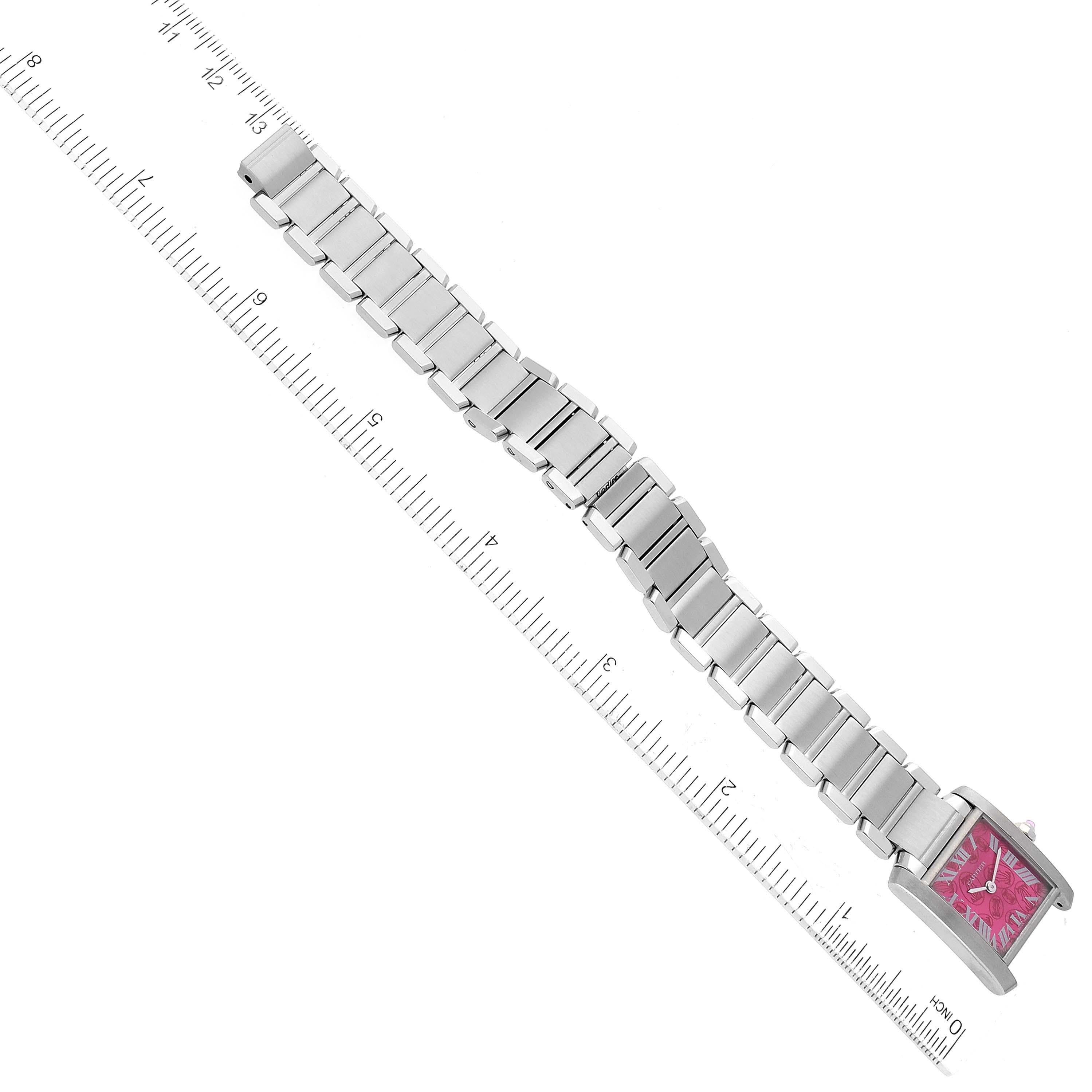 Cartier Tank Francaise Raspberry Dial Limited Edition Steel Ladies Watch 4